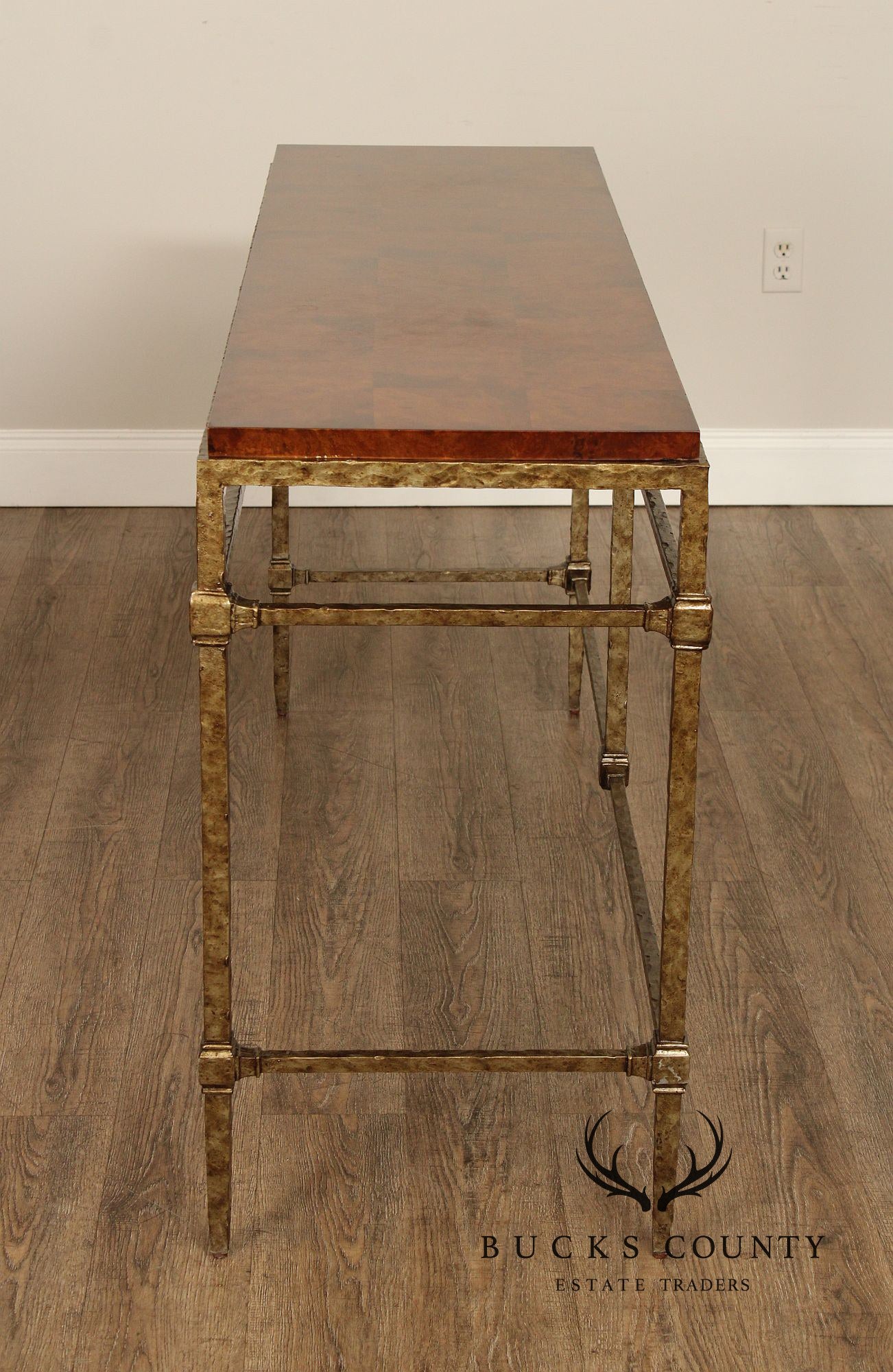 Harden Modern Iron and Burl Wood Console Table