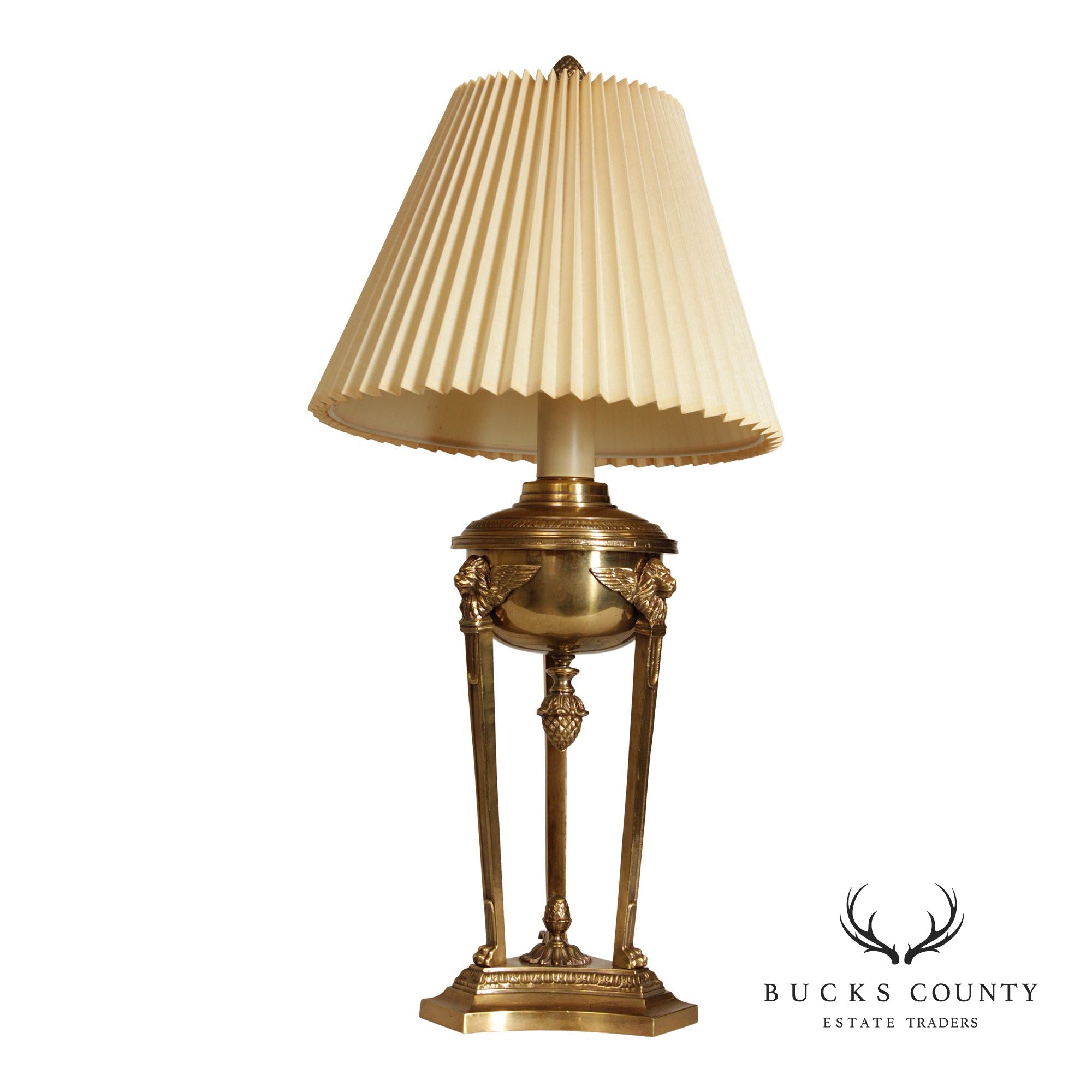 Empire Style Vintage Brass Table Lamp