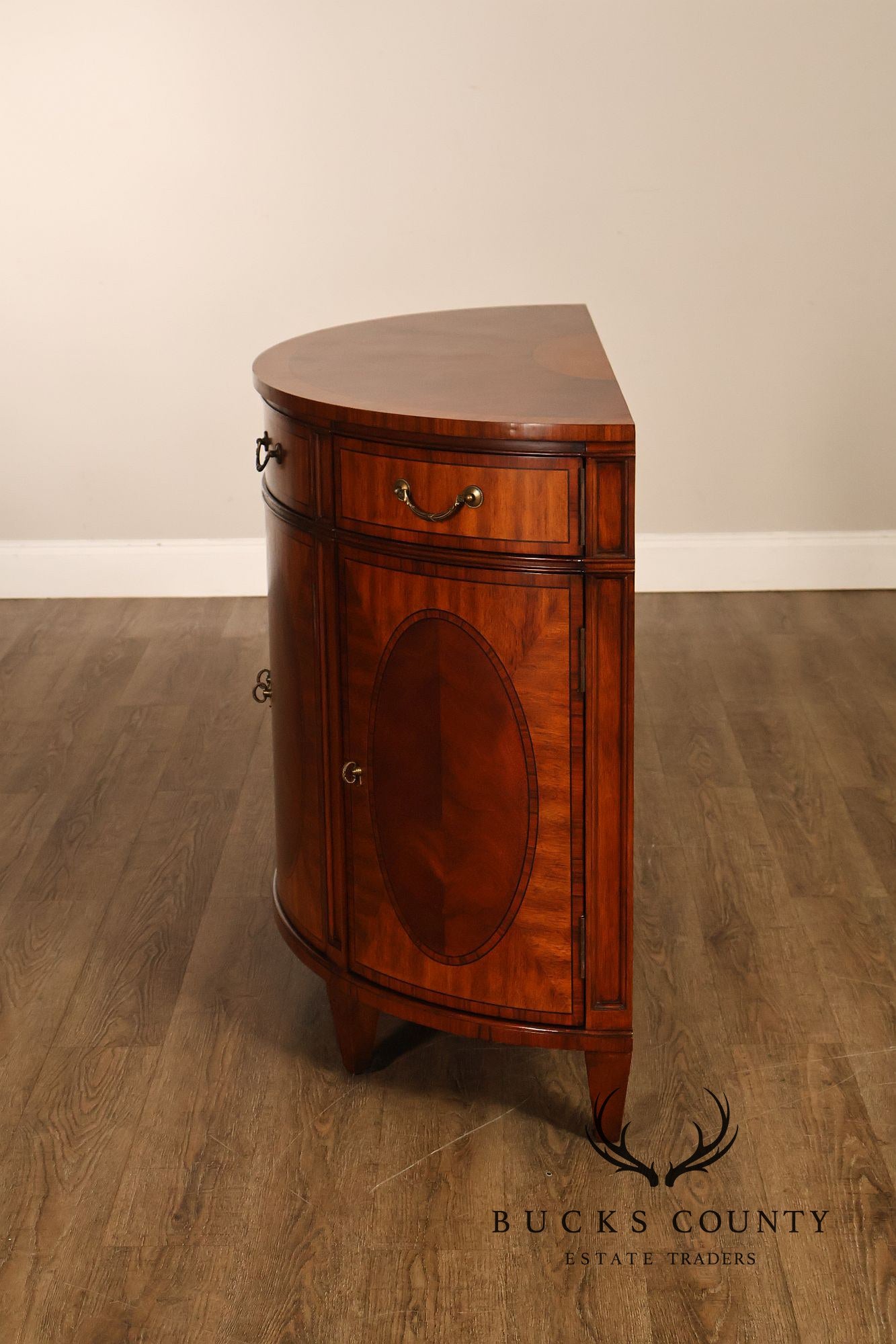 Ethan Allen Mahogany Newport Collection Demilune Cabinet Console