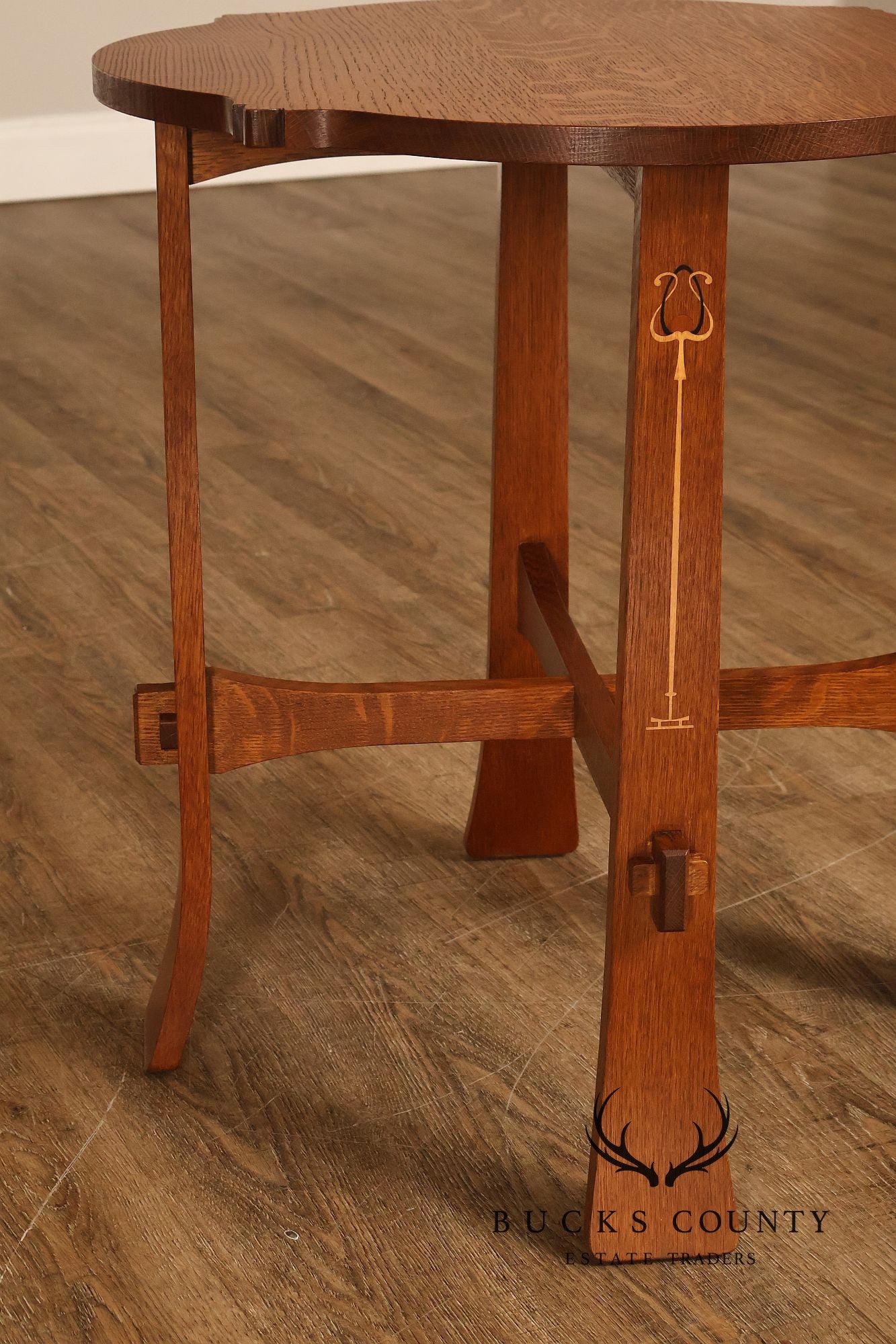 Stickley Mission Collection Harvey Ellis Inlaid Oak Tea Table