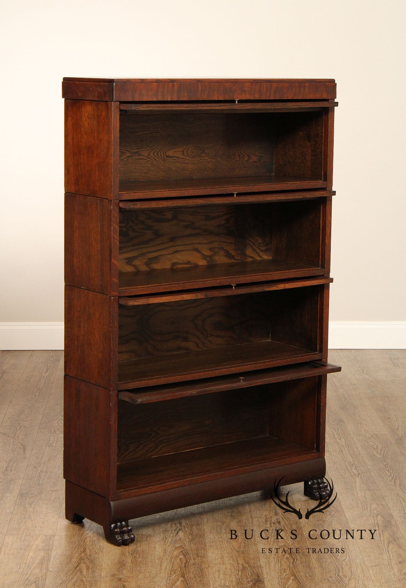 Antique Oak Four-Stack Barrister Bookcase