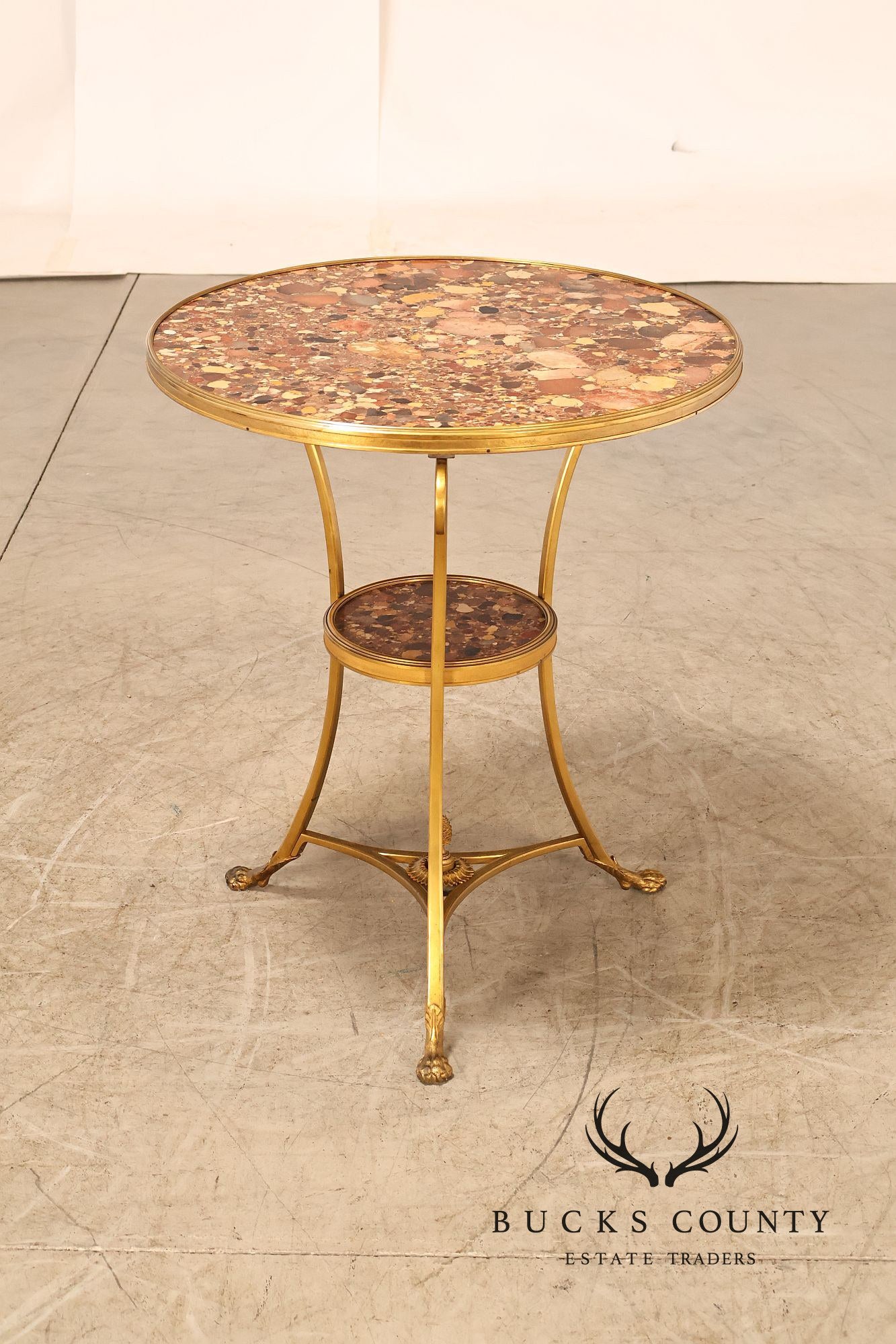 Neoclassical Style Pair of Marble Top Gueridon Side Tables