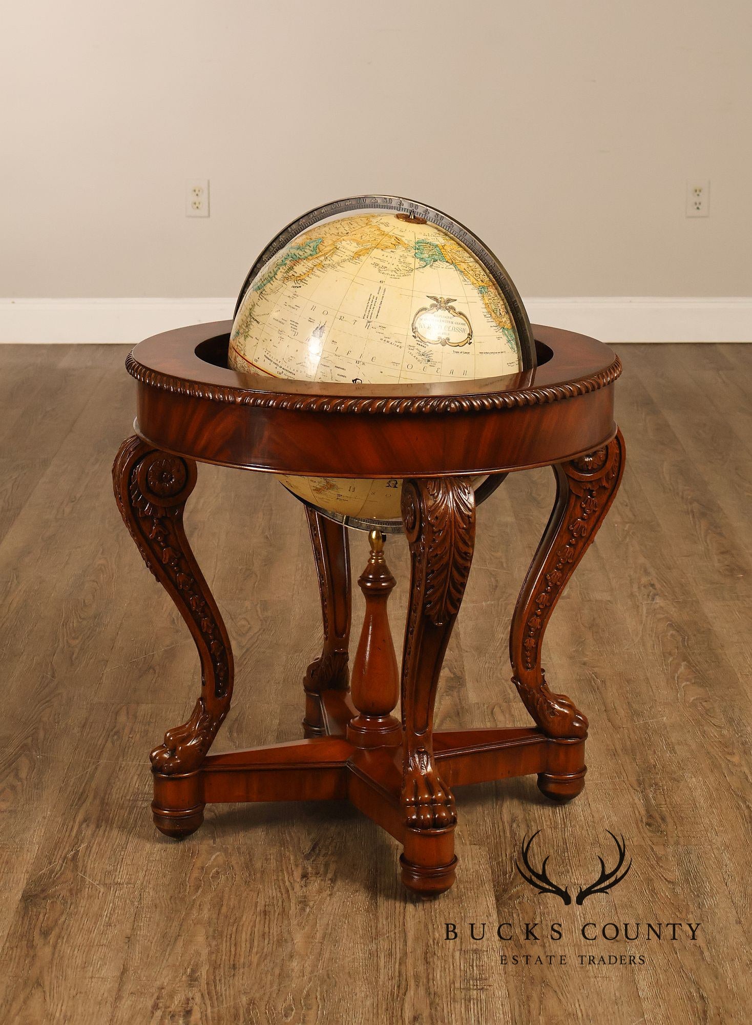Maitland-Smith Mahogany Replogle World Globe Accent Table