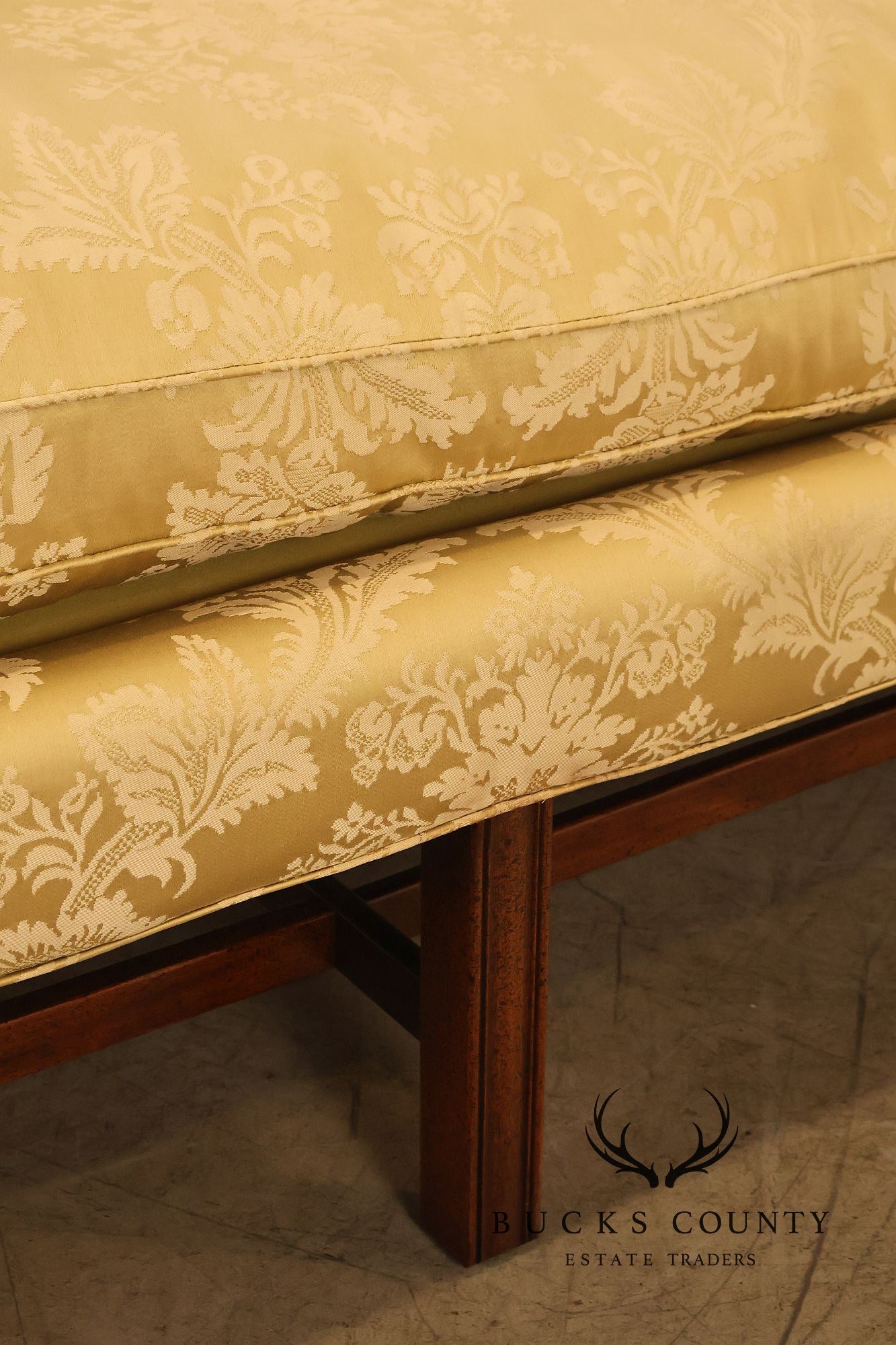 Henredon Chippendale Camelback Damask Upholstered Mahogany Sofa