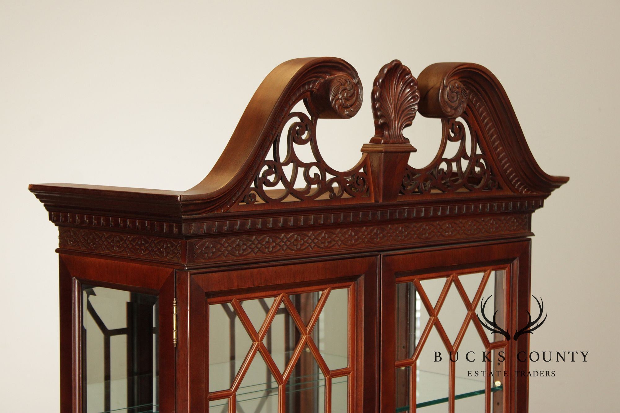 Chinese Chippendale Style Mahogany Display Cabinet