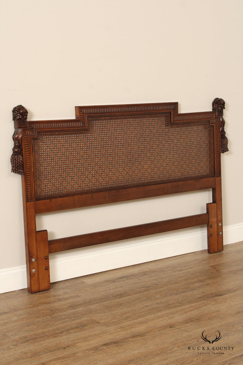 French Country Style Caned and Carved Queen Headboard