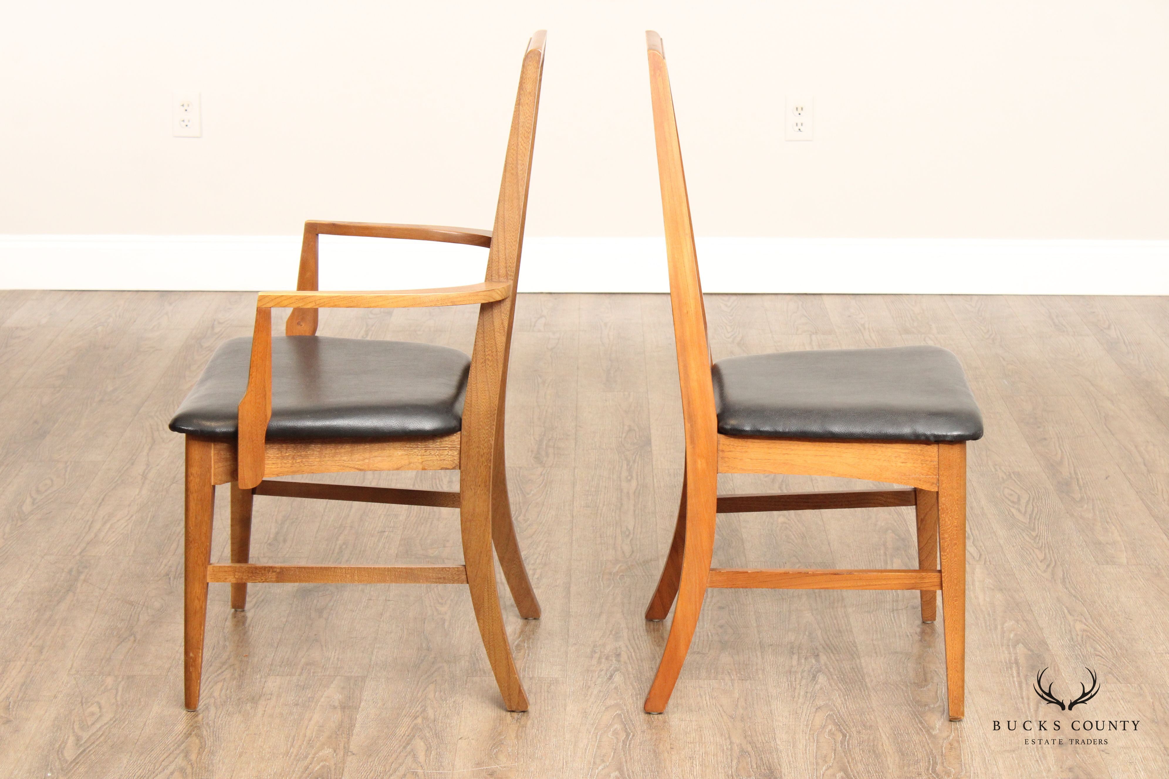 Young Manufacturing Co. Mid Century Modern Set of Six Walnut Dining Chairs