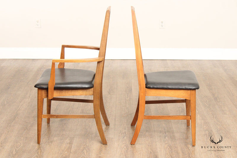 Young Manufacturing Co. Mid Century Modern Set of Six Walnut Dining Chairs
