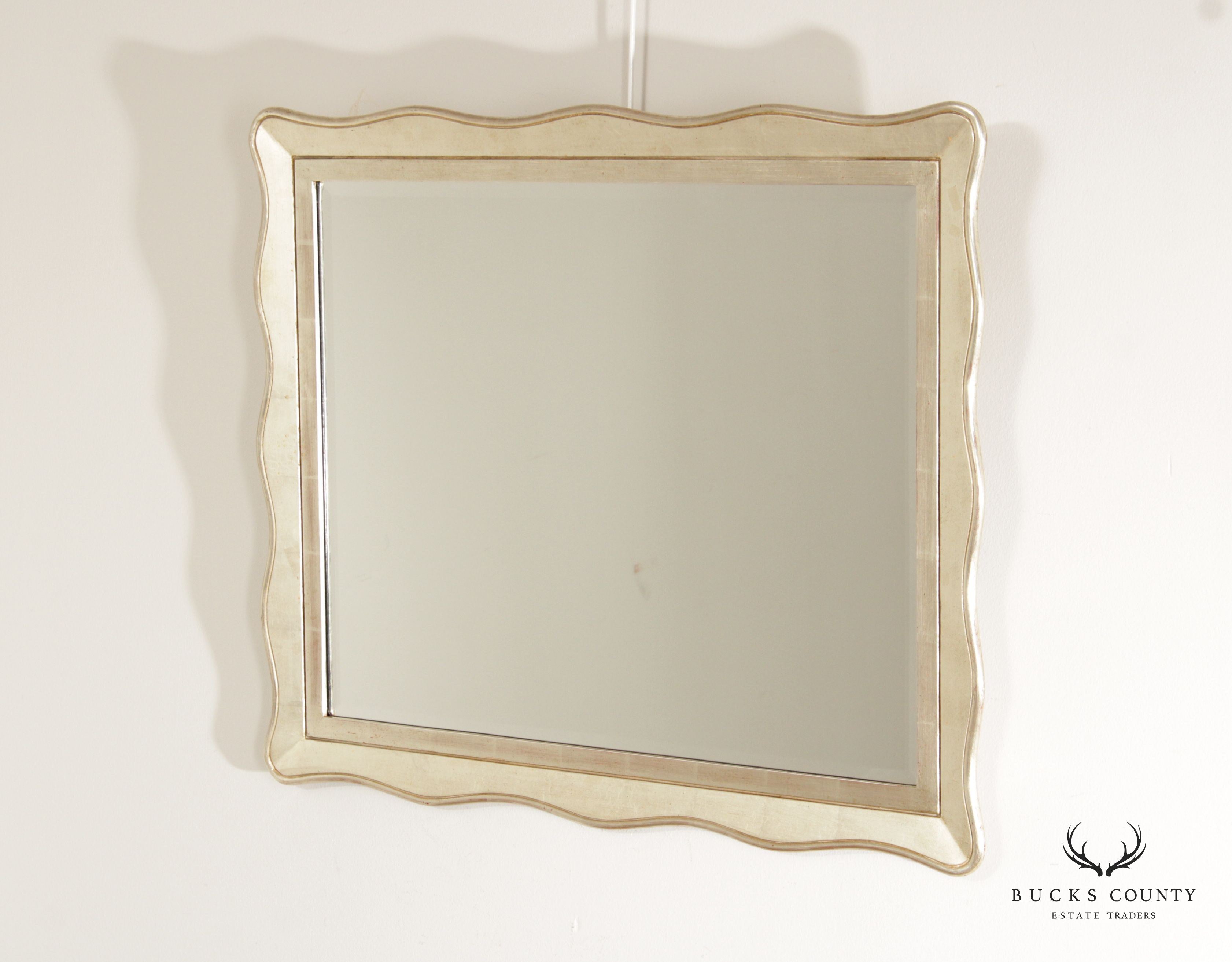 Vintage Hollywood Regency Style Silver Leaf Wall Mirror