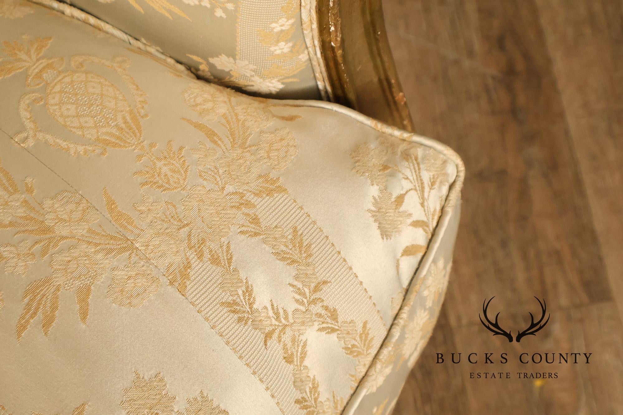 Antique French Louis XV Style Giltwood Upholstered Sofa