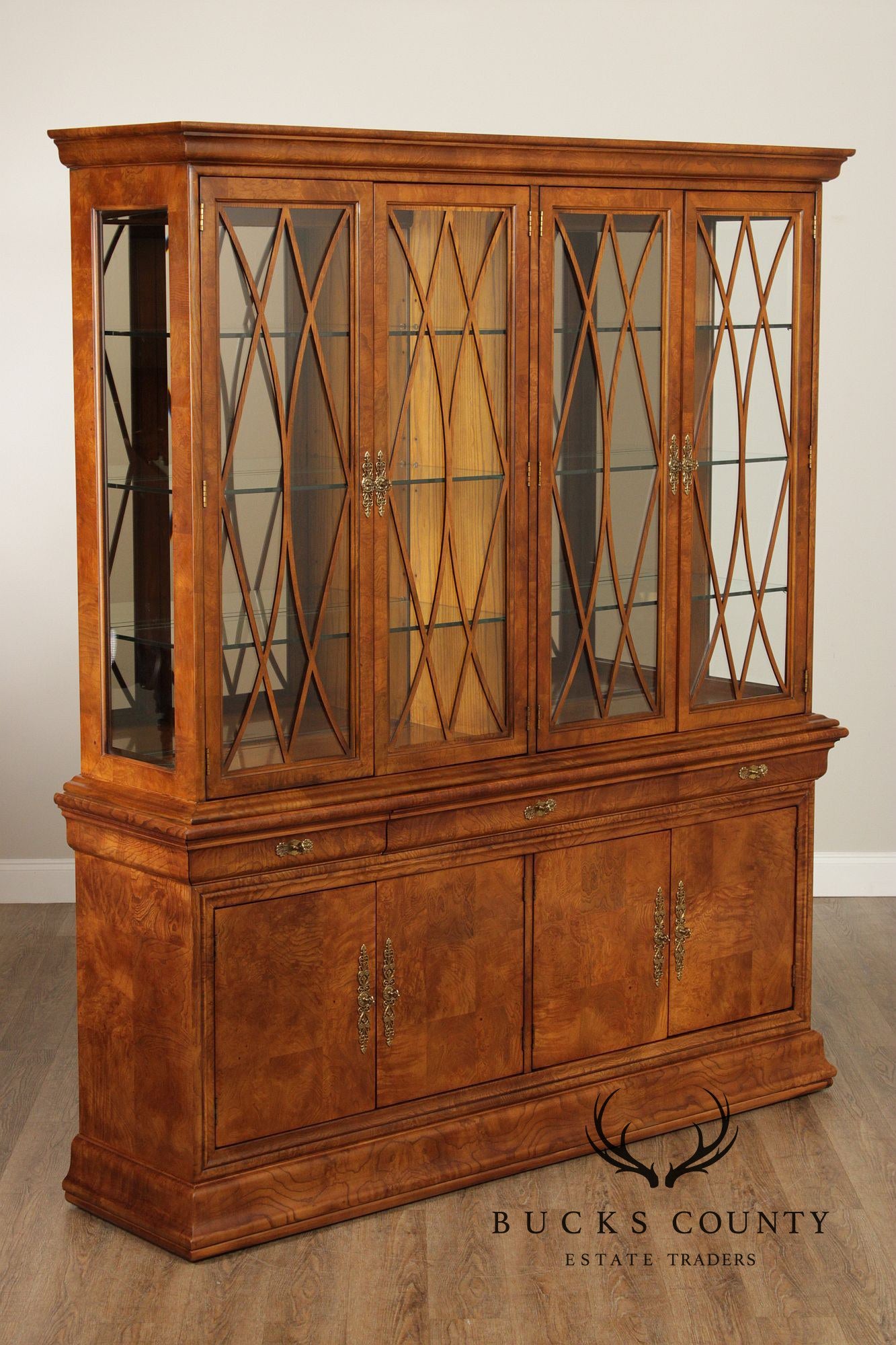 Henredon Charles X Burlwood China Display Cabinet