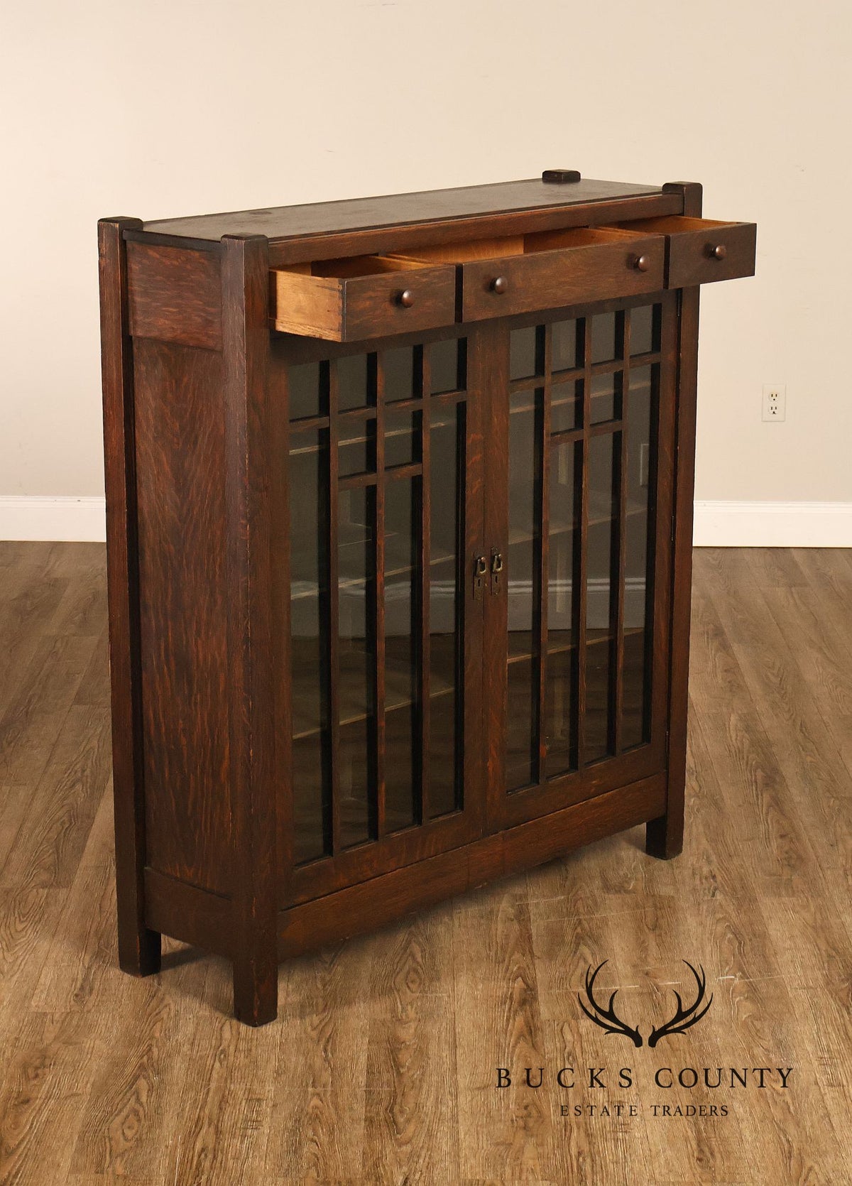 Antique Lifetime Furniture Mission Oak Bookcase Cabinet