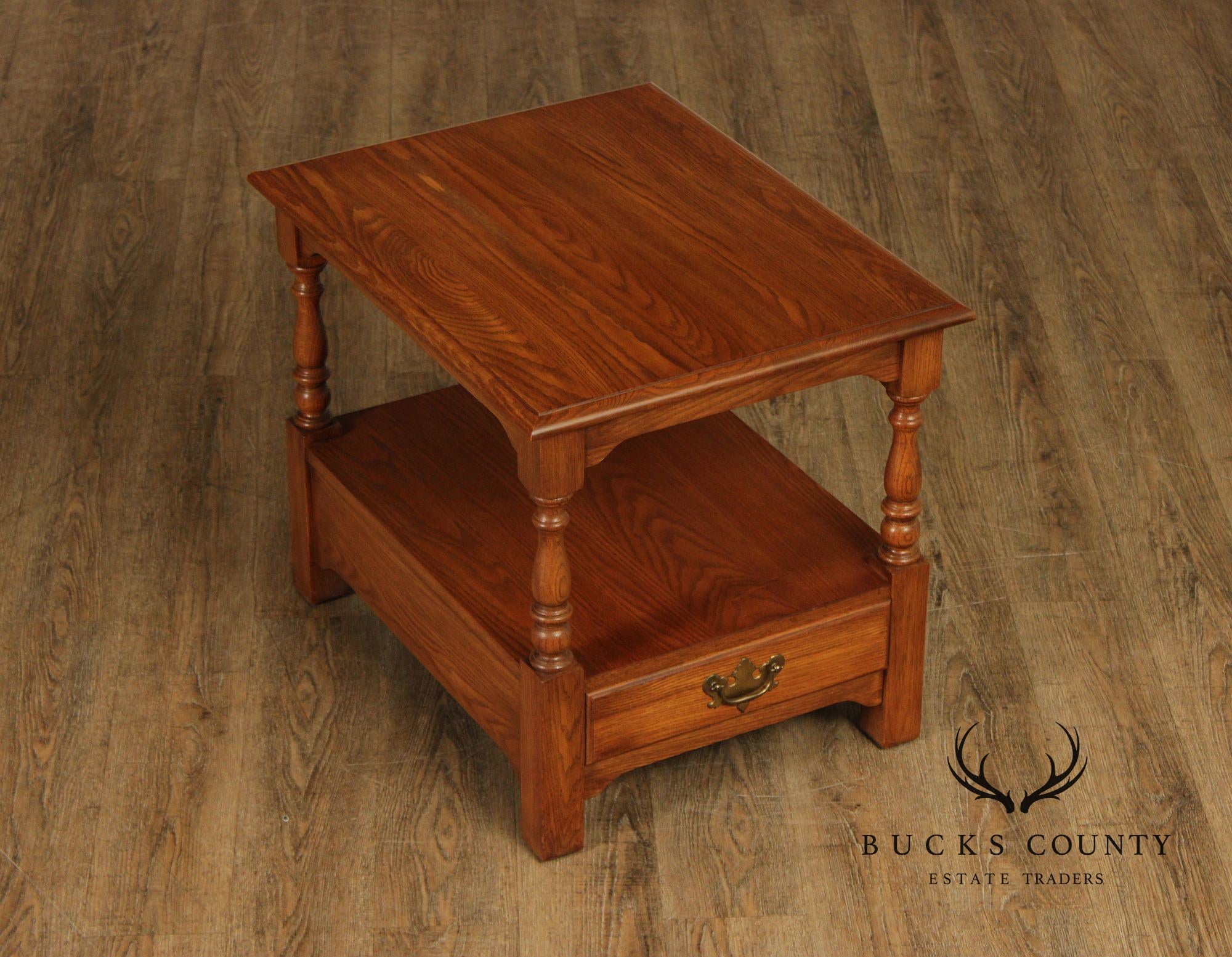 Pennsylvania House Solid Oak Two Tier End Table With Drawer