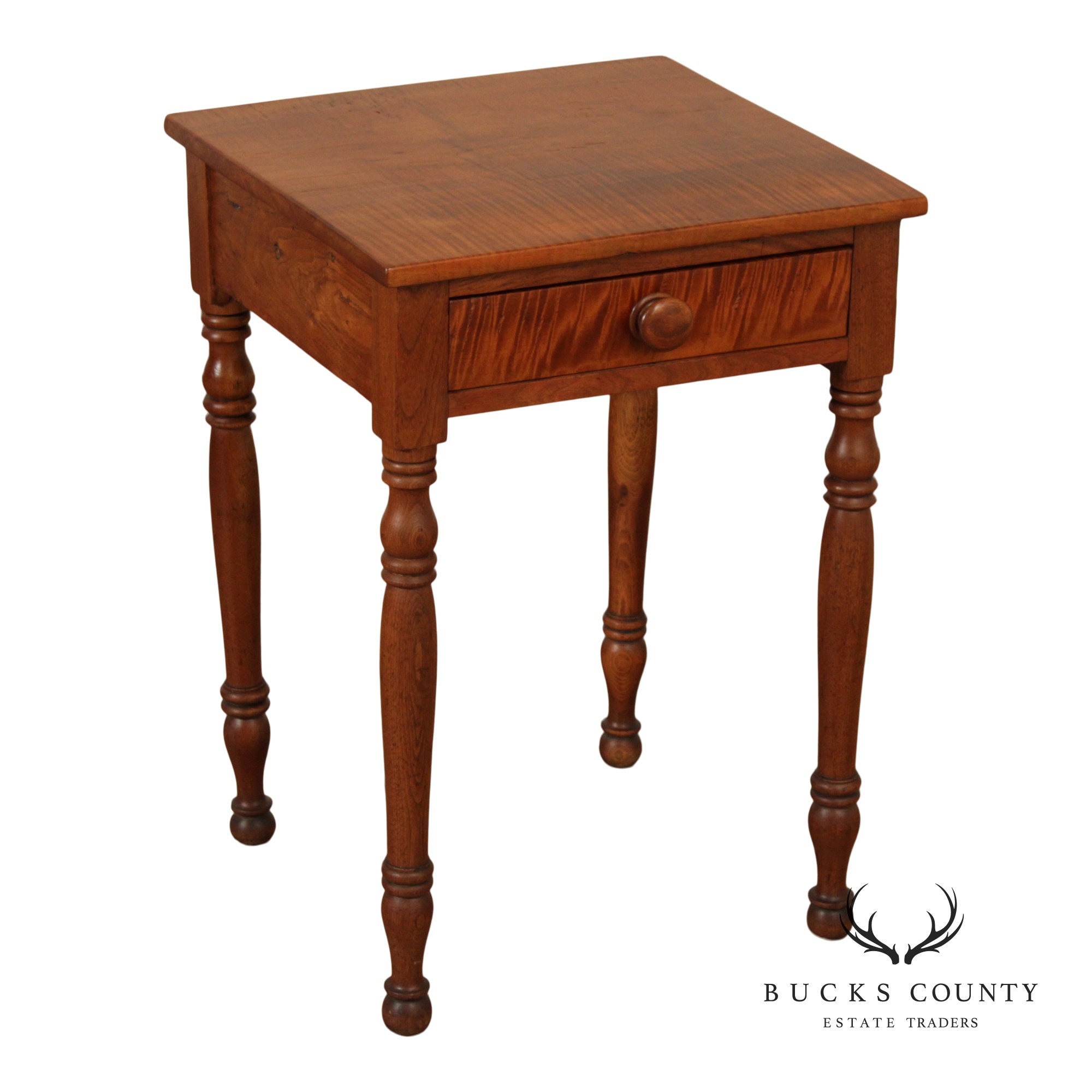 Antique Sheraton Tiger Maple And Walnut Side Table