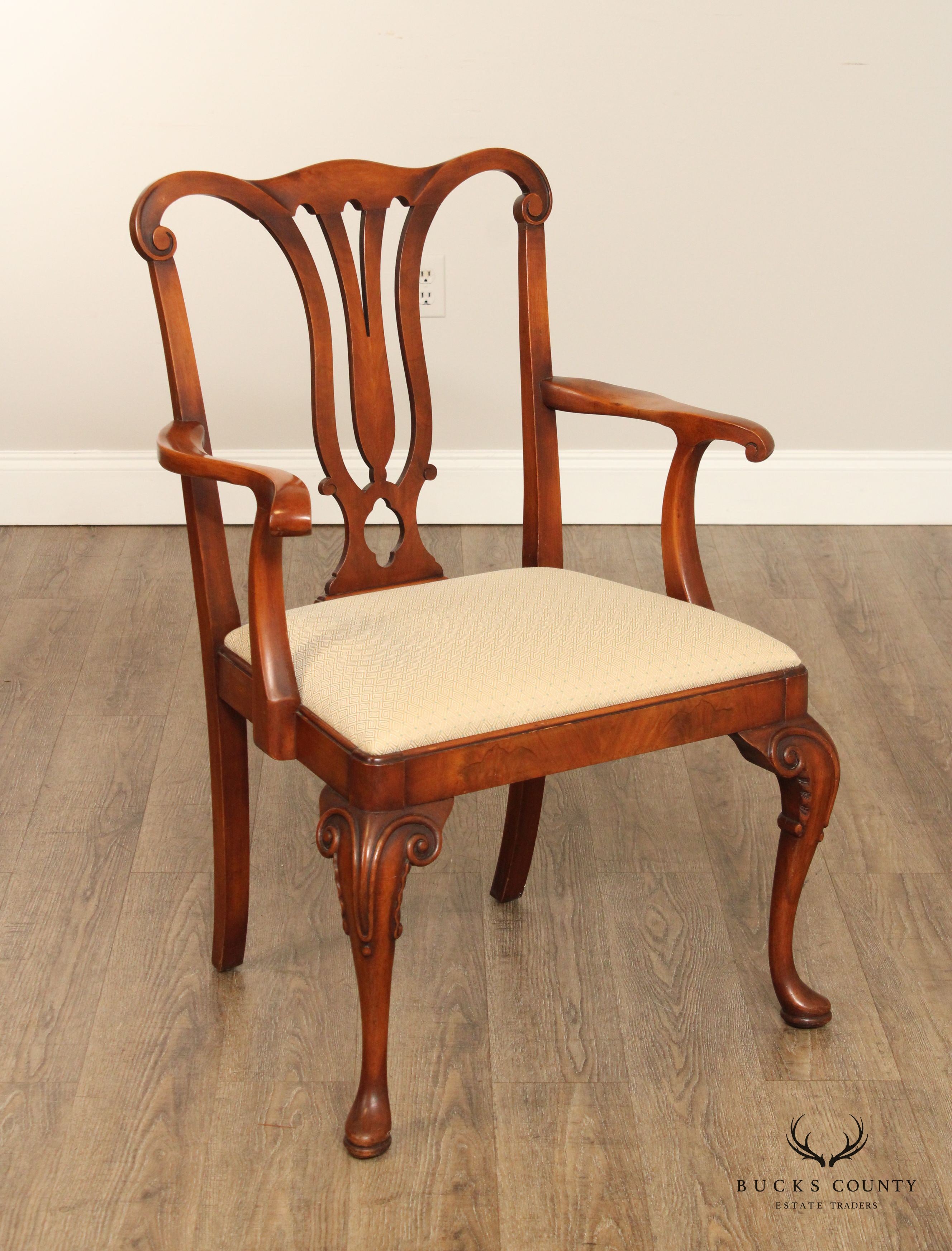 1930's Georgian Style Set of Six Carved Frame Dining Chairs