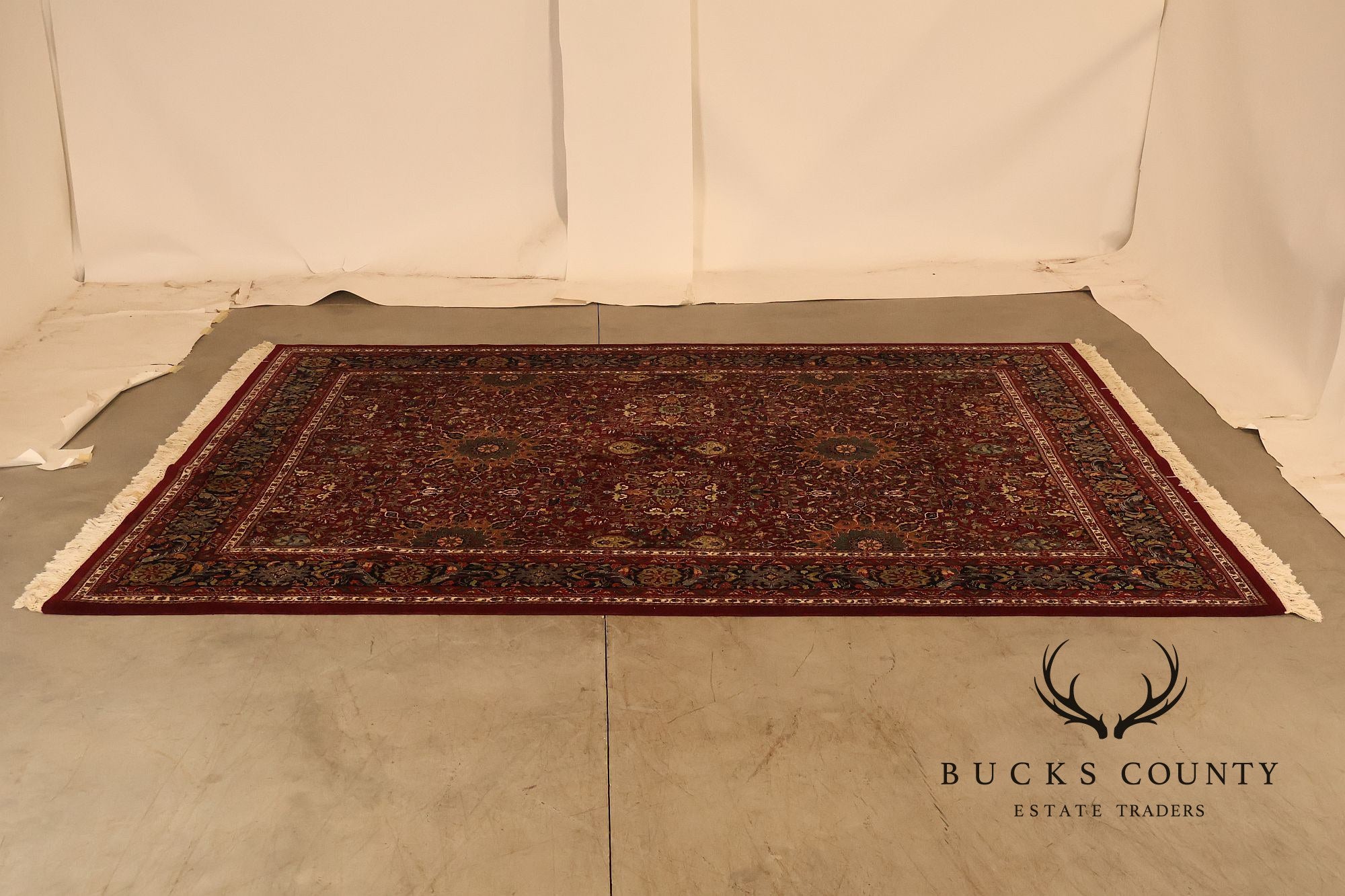 Hand Knotted Persian Style Wool Area Rug With Floral Medallion Design