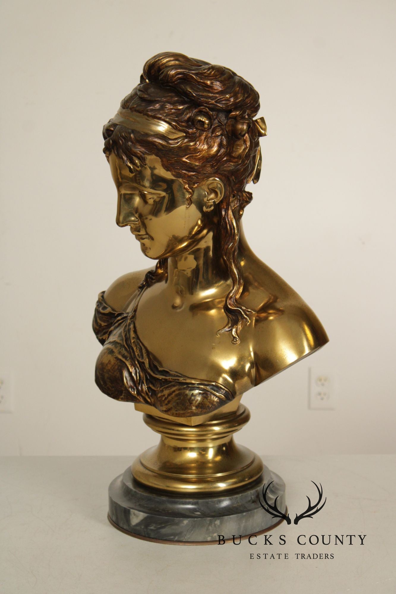Etienne-Henri Dumaige Gilt Bronze Bust of a Woman