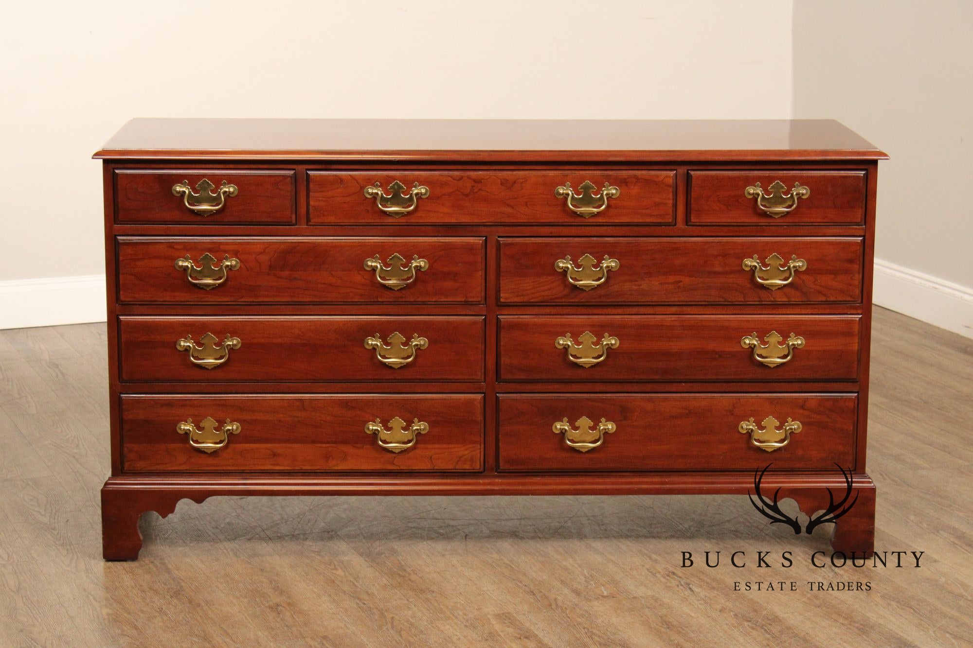 Davis Cabinet Company Chippendale Style Cherry Double Dresser