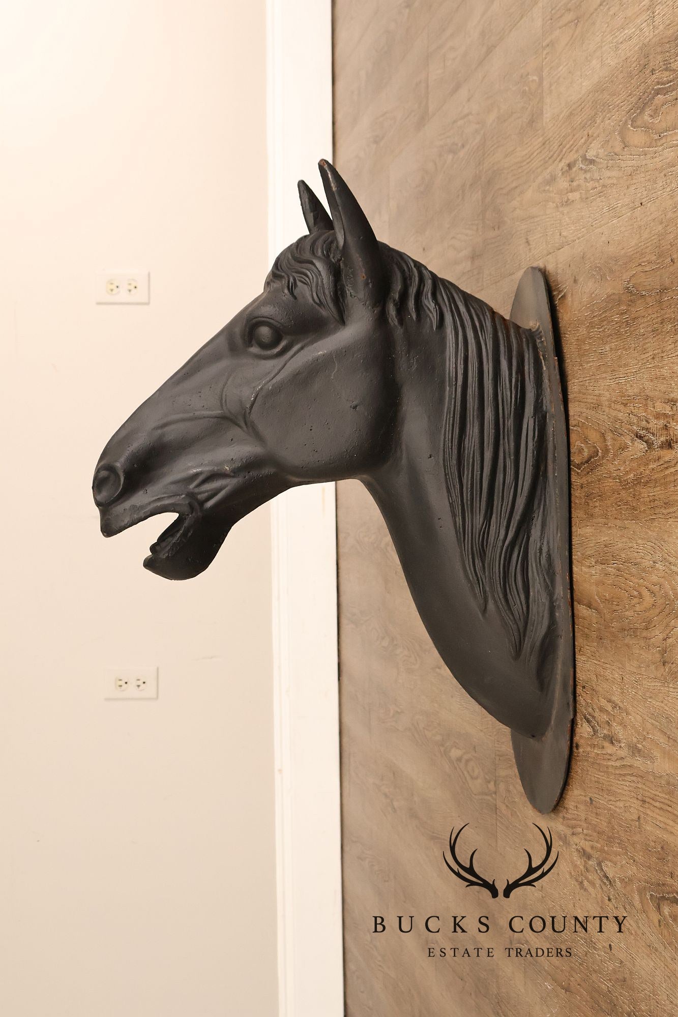 Pair of Cast Iron Horse Head Wall Decor