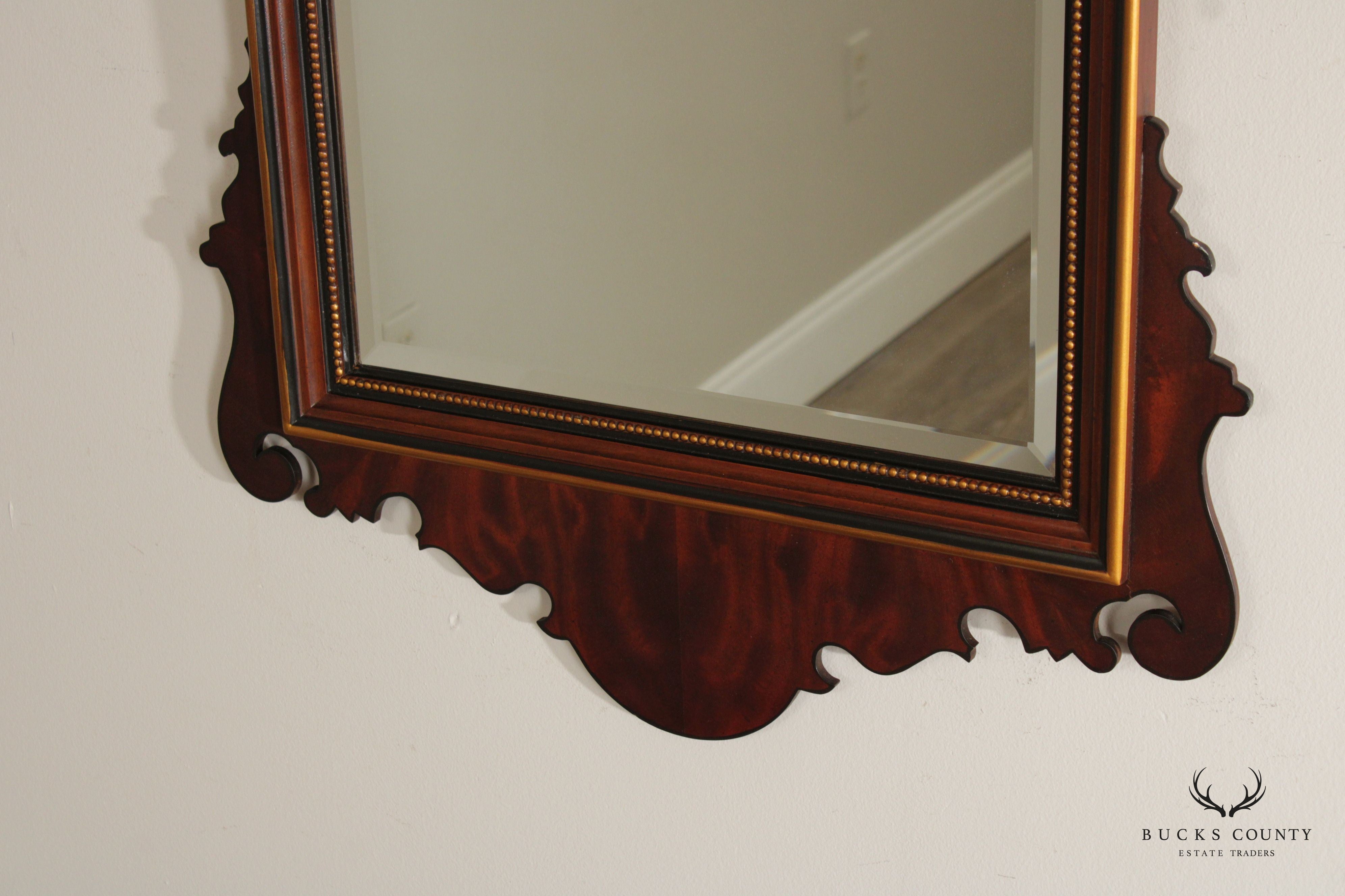 Drexel Heritage 'Devoncourt' Chippendale Style Mahogany Inlaid Wall Mirror