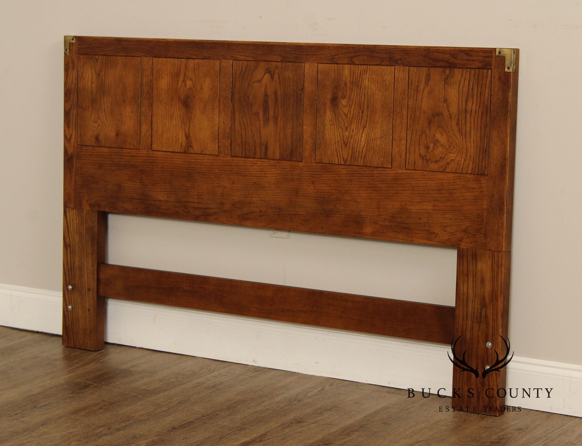 Henredon Artefacts Collection Campaign Style Queen Oak Headboard