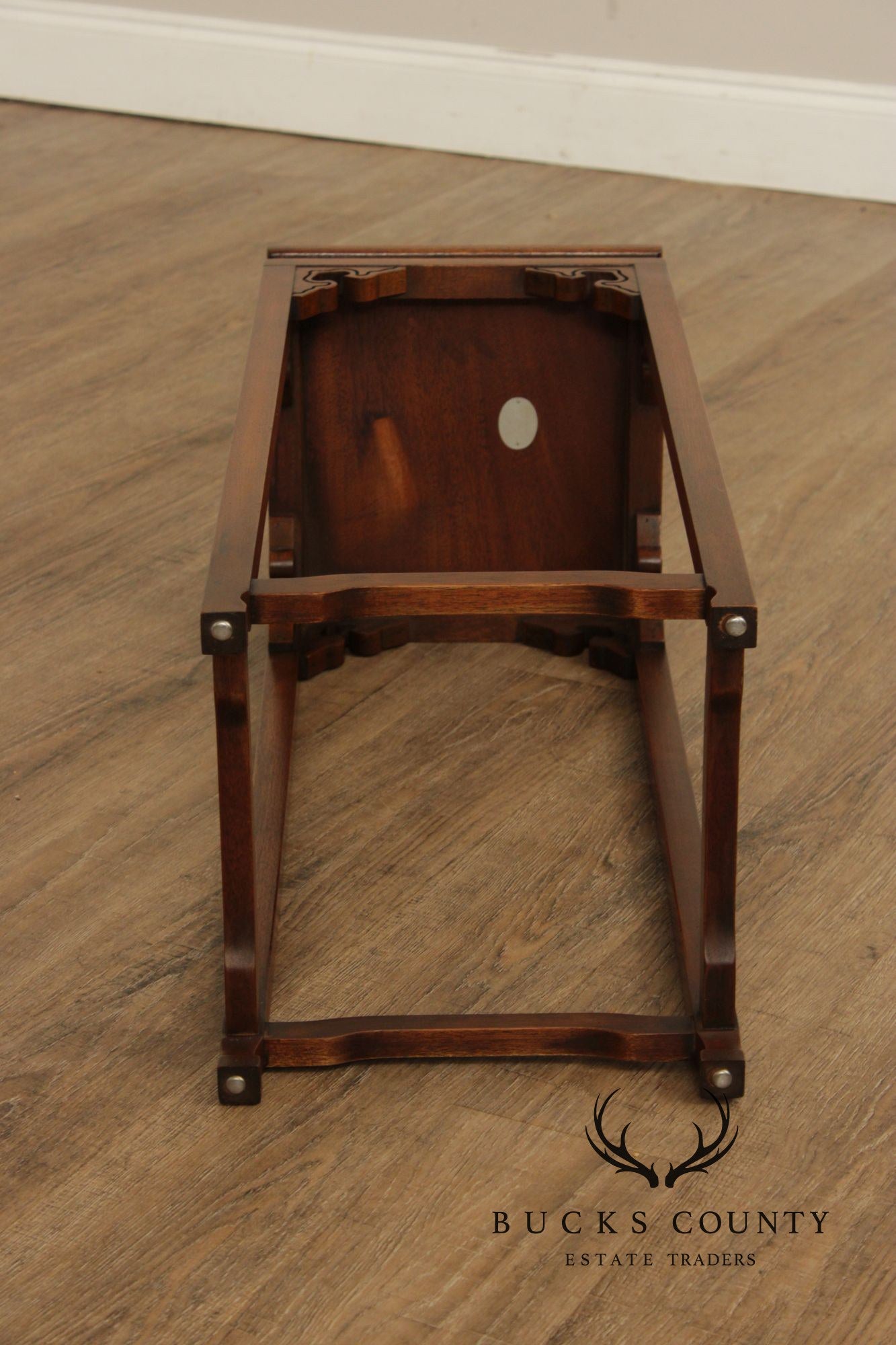 Baker Asian Inspired Pair of Mahogany Pedestal Plant Stands