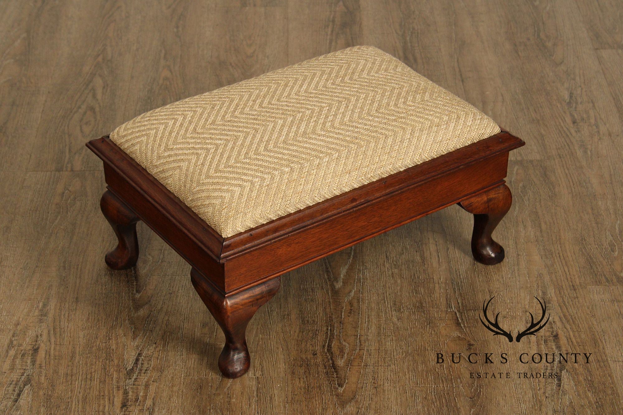 Vintage Mahogany Queen Anne Style Footstool