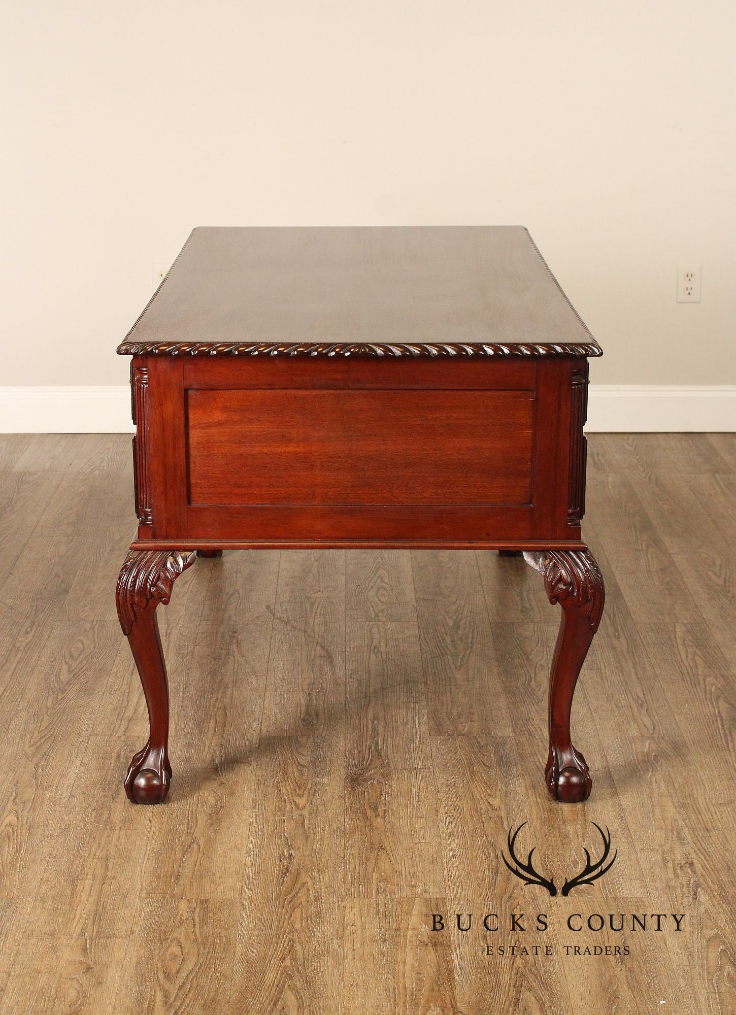 Antique Chippendale Style Carved Mahogany Partners Desk