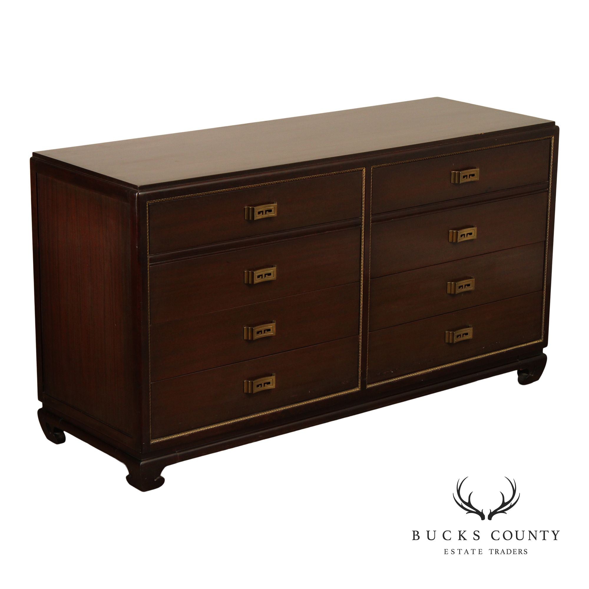 Rway  Mid-Century Asian Inspired Mahogany Dresser