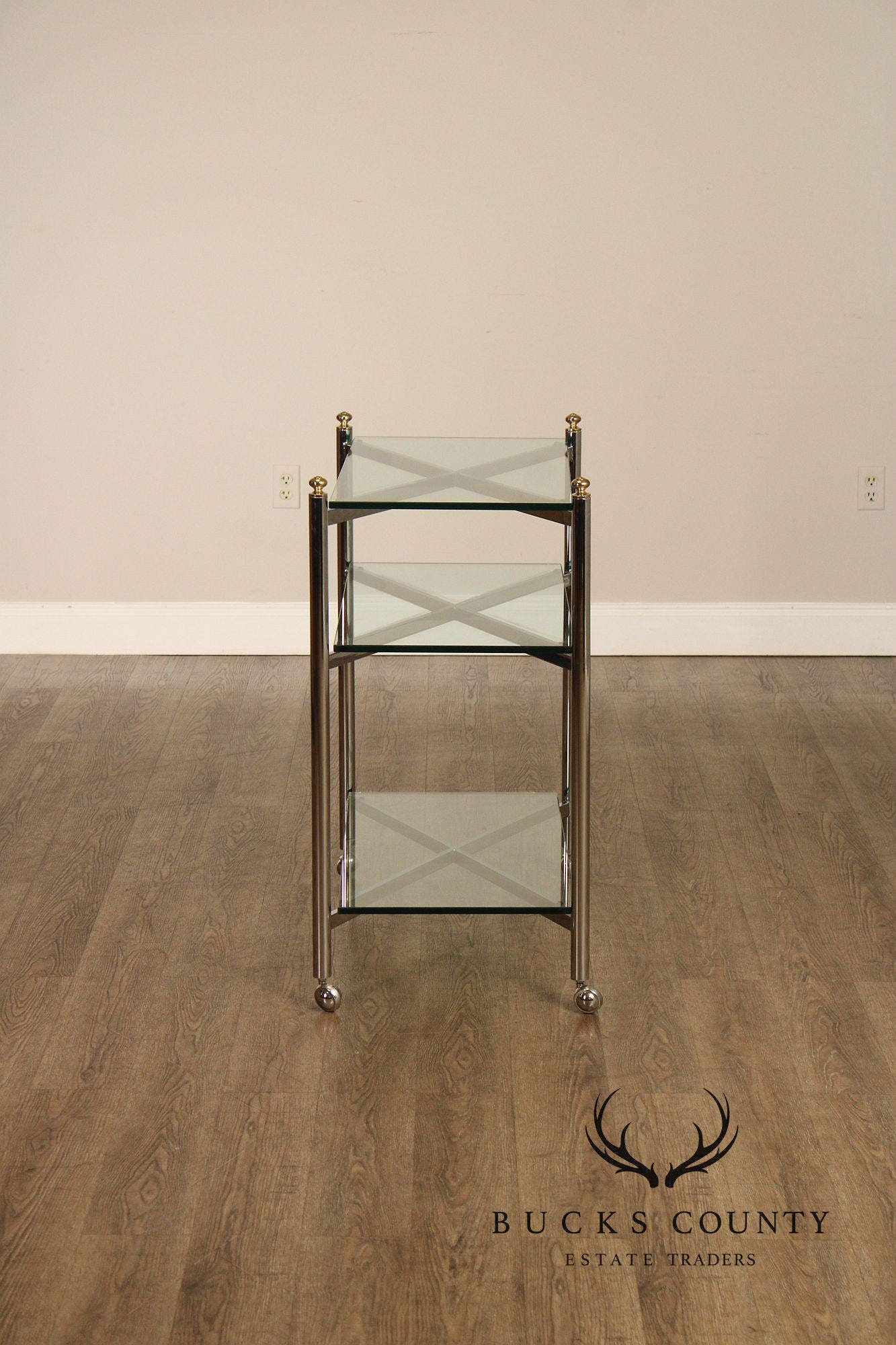 Mid Century Modern Style Chrome & Glass Cart