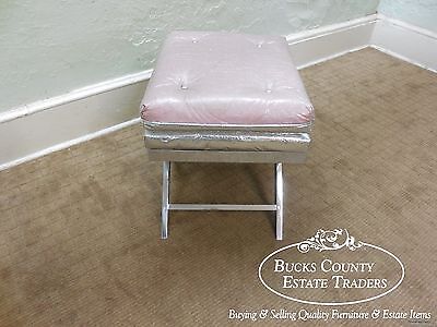 Italian Mid Century Modern Chrome X Base Bench Ottoman