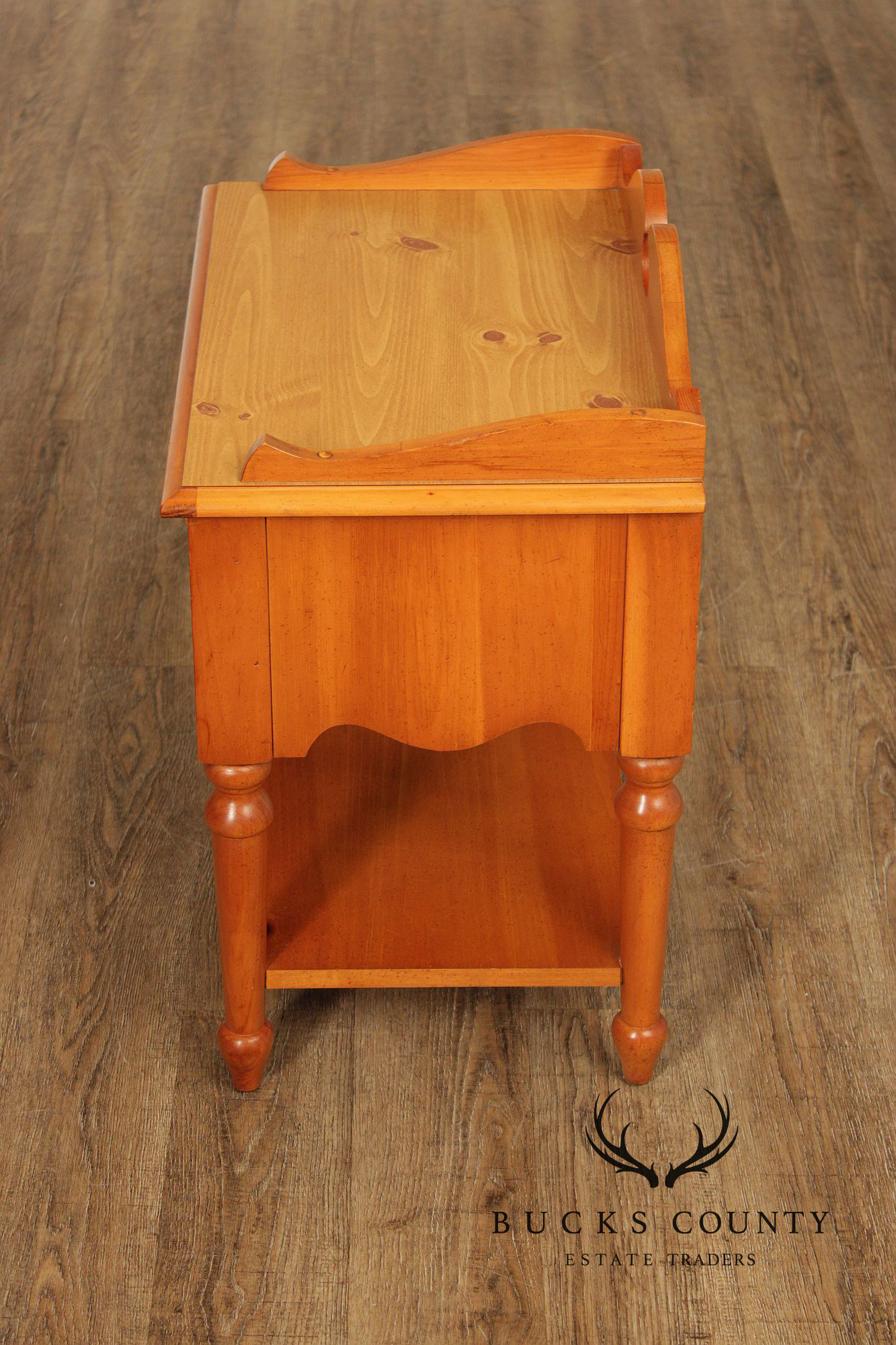 Stanley Furniture Pine and Wicker Side Table Nightstand