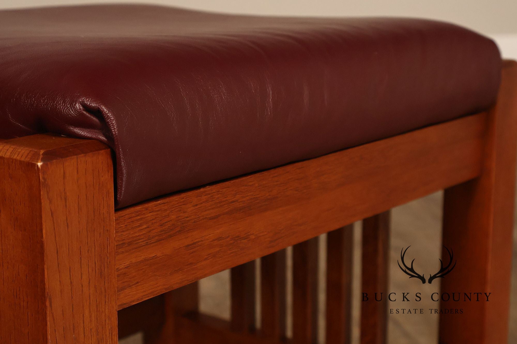 Bassett Furniture Mission Style Oak and Leather Foot Stool