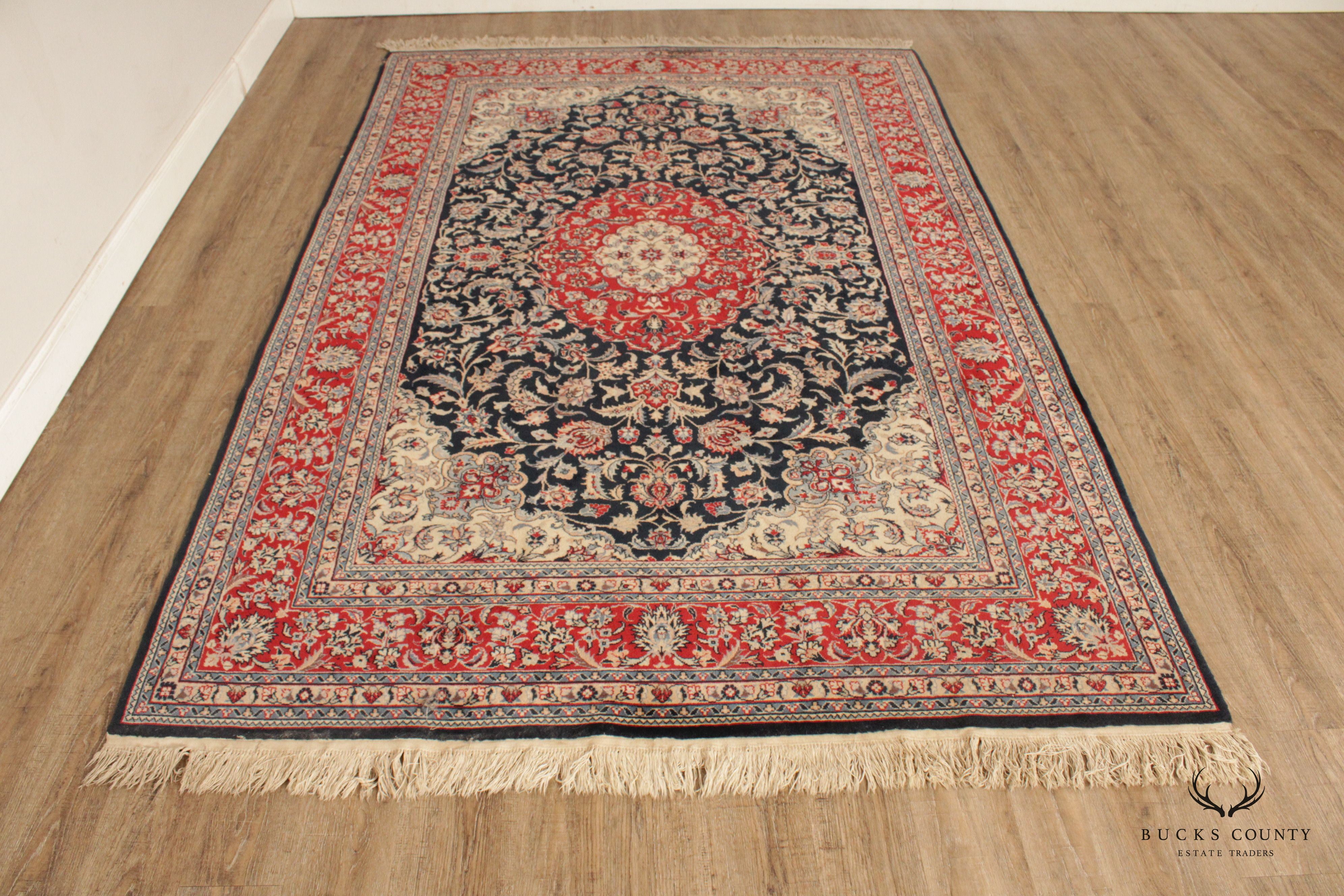 Persian Kashan Wool Area Rug, 9' x 6'