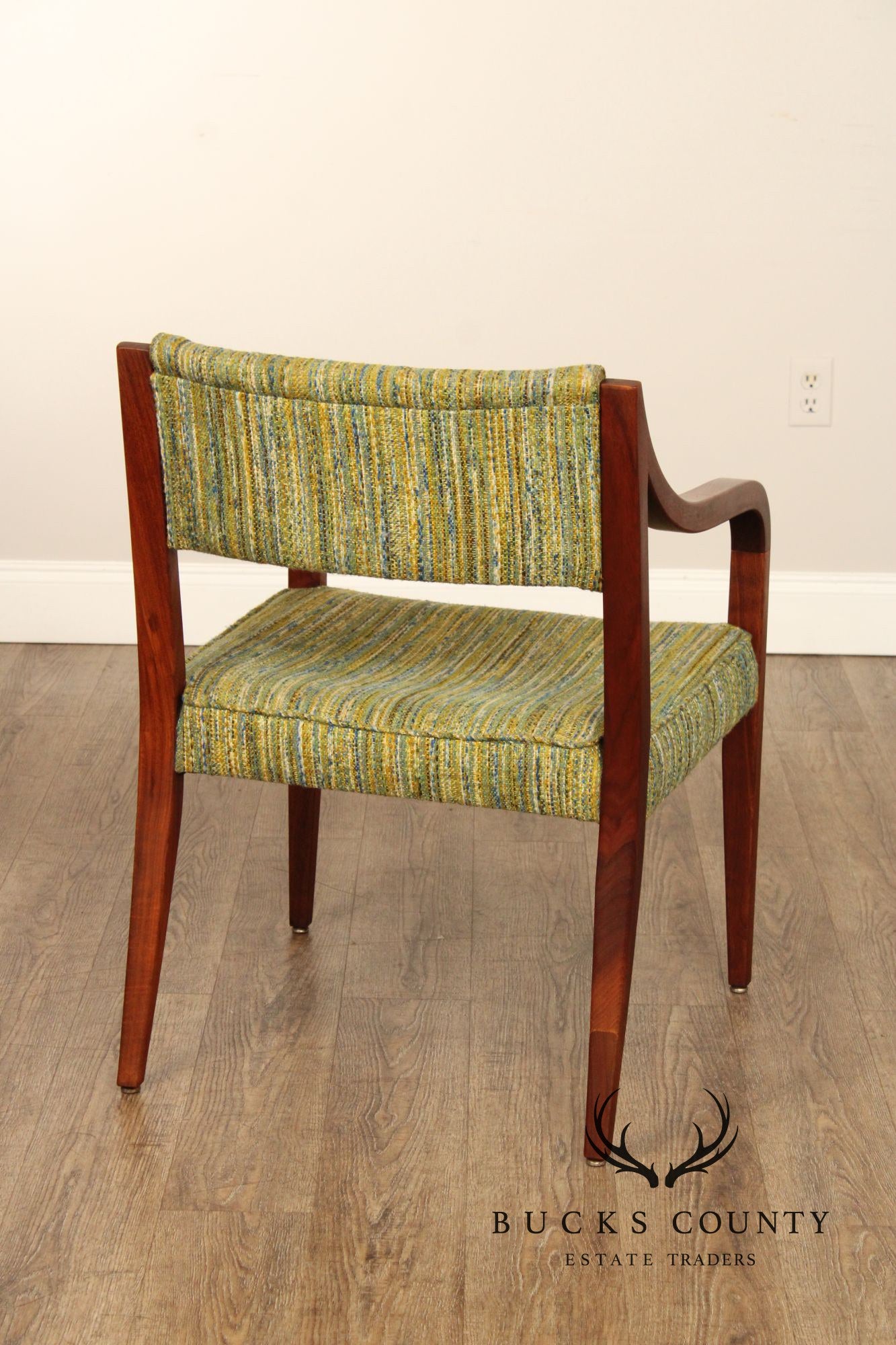 Mid Century Modern Pair of Walnut Frame Armchairs