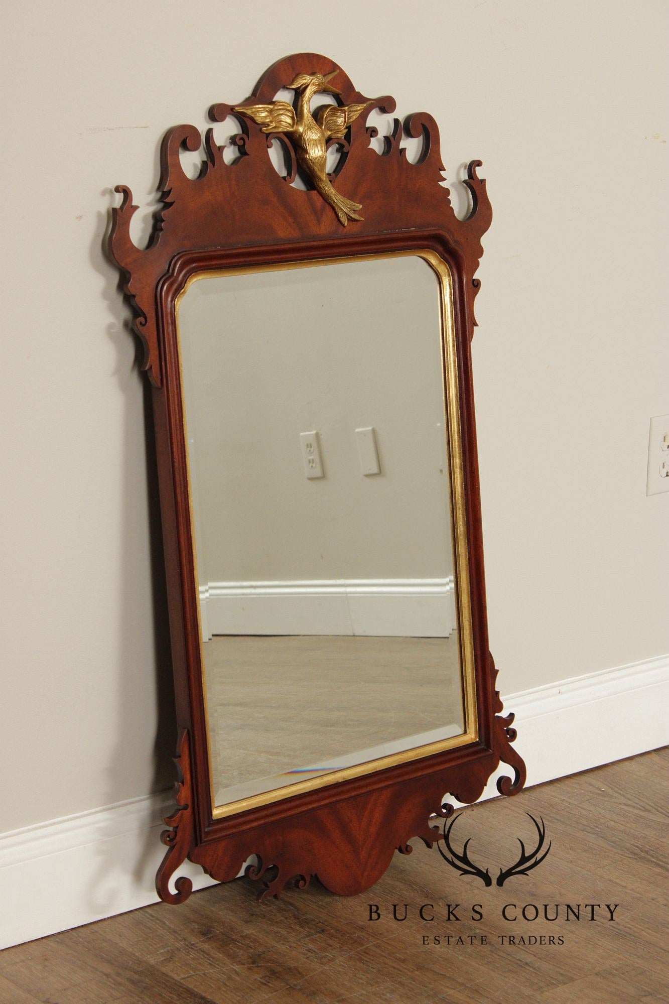 Southampton Chippendale Style Partial Gilt Mahogany Wall Mirror