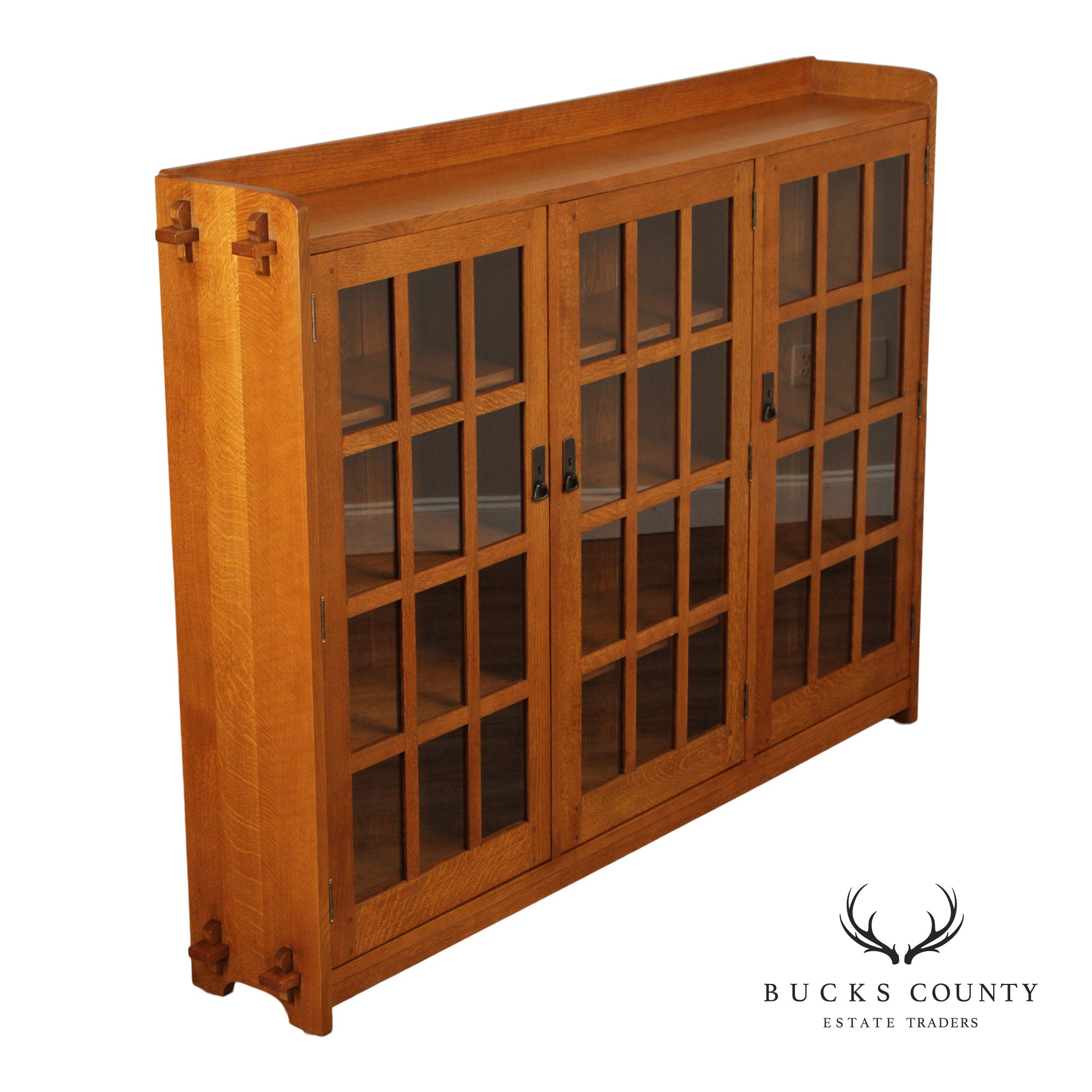 STICKLEY MISSION COLLECTION OAK THREE DOOR BOOKCASE