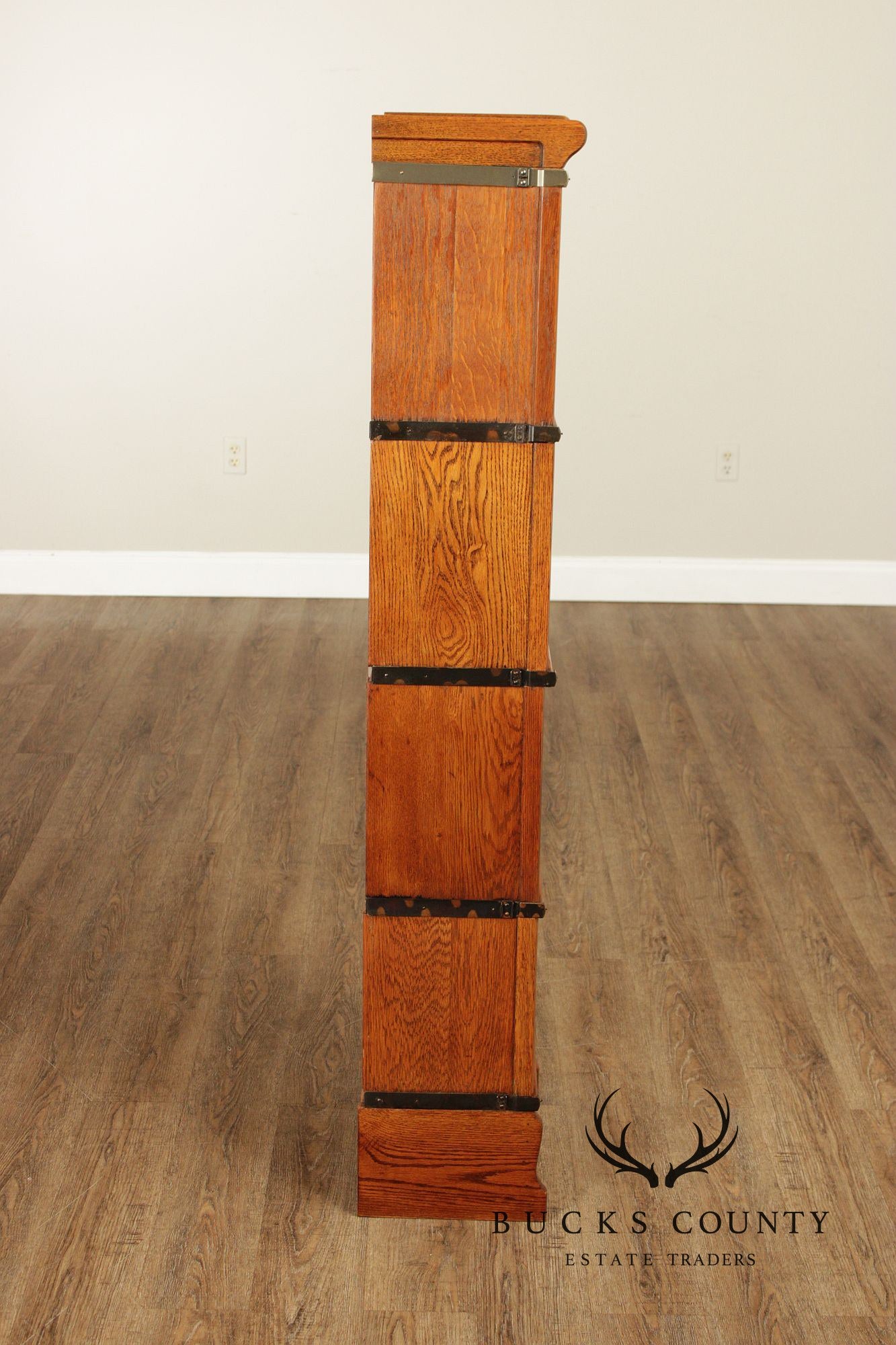 Globe Wernicke Antique Narrow Oak Four-Section Barrister Bookcase