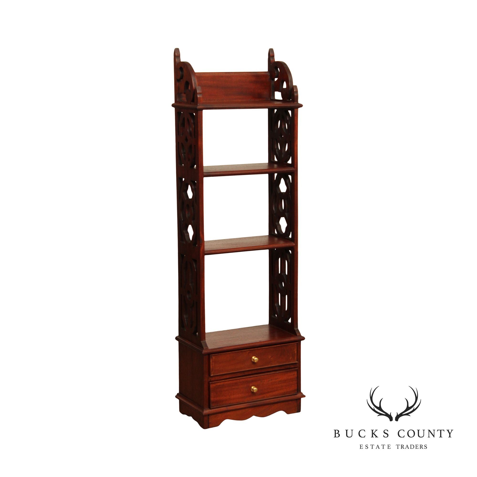 Regency Style Carved Mahogany Narrow Etagere