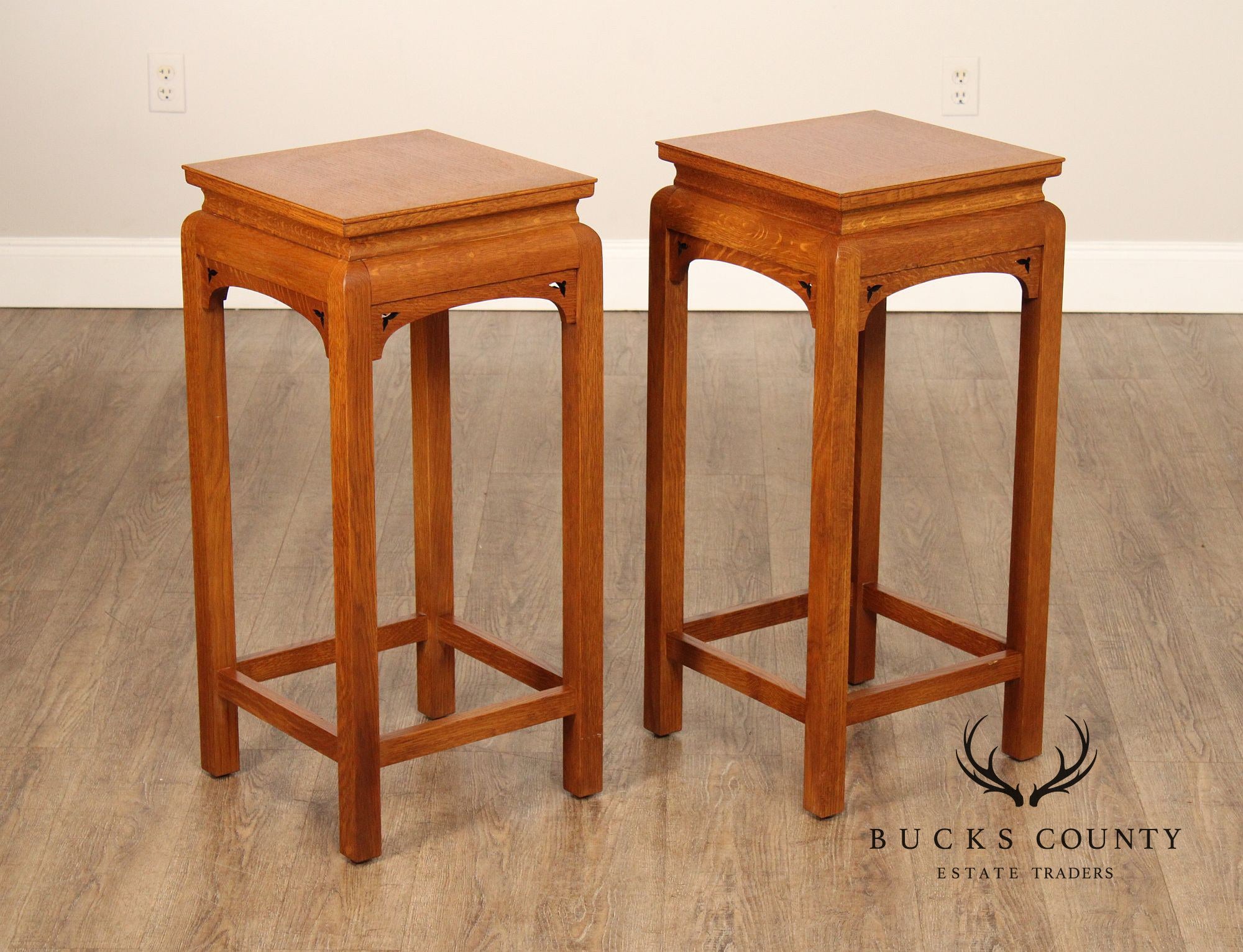 Stickley Mission Collection Pair of Oak Display Stands