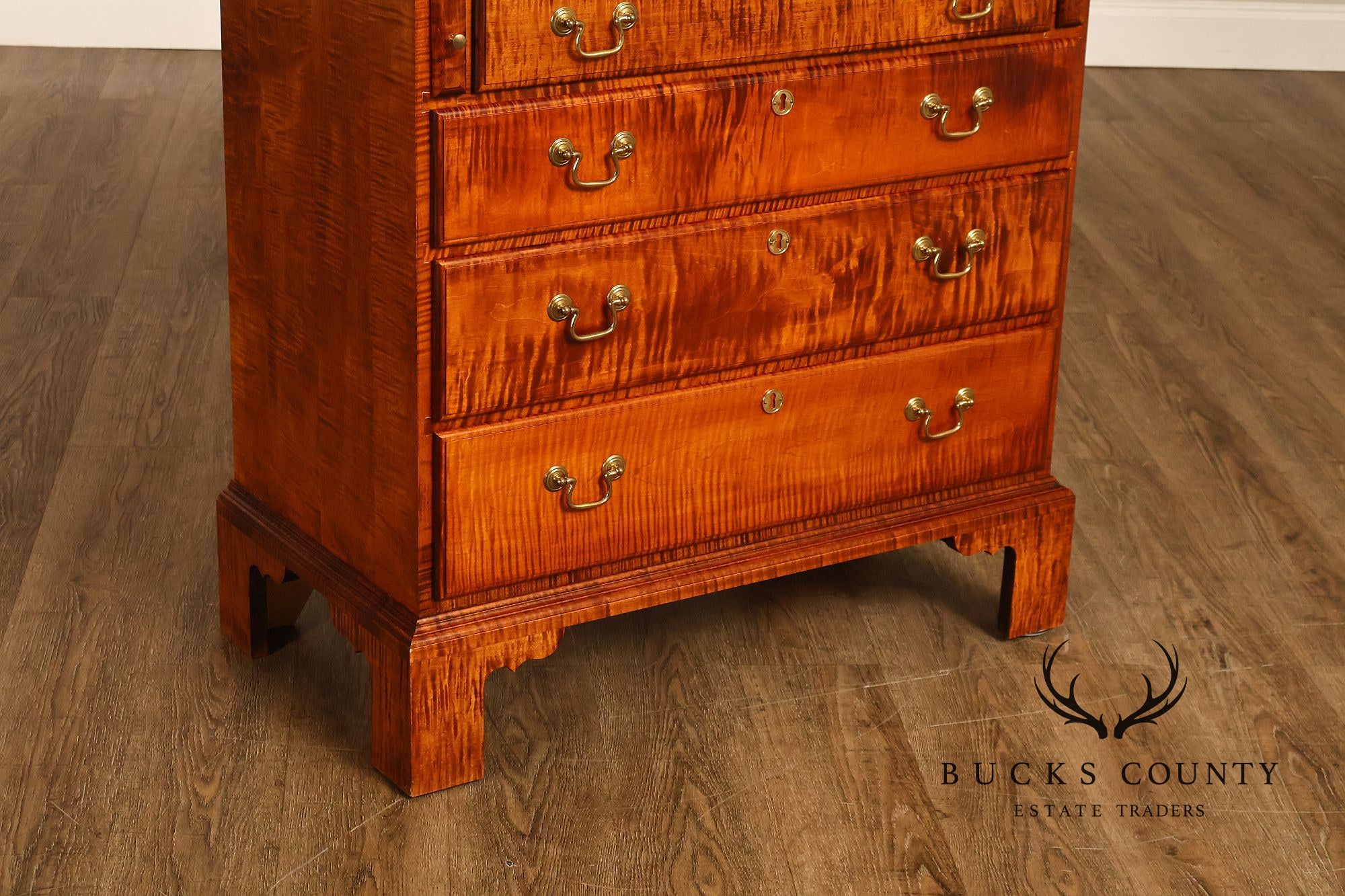 Custom Tiger Maple Slant Drop Front Secretary Desk