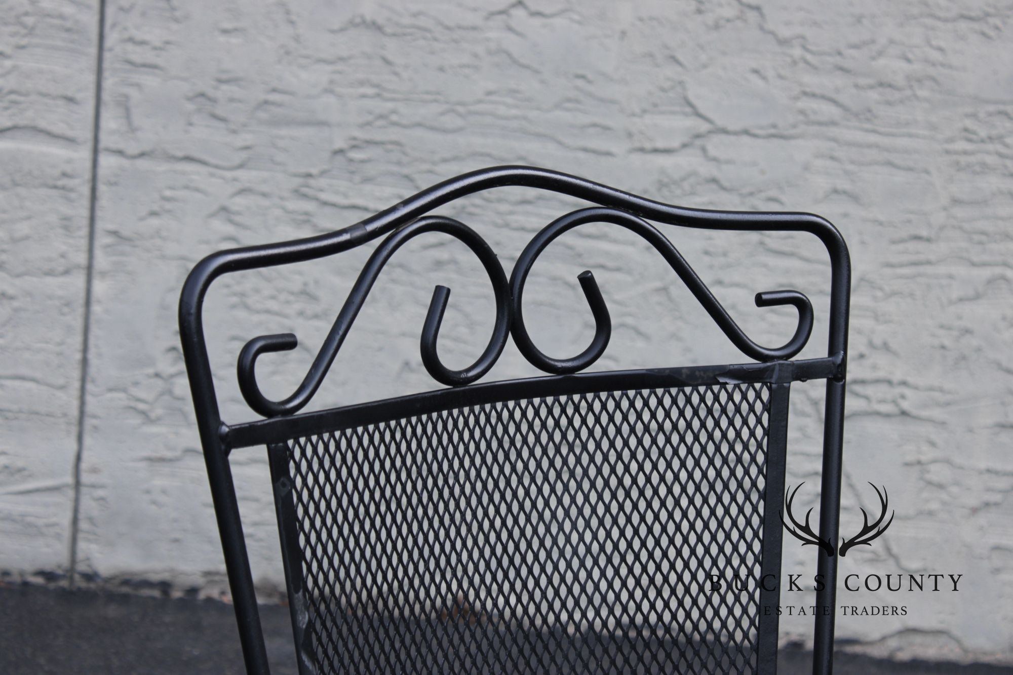 Vintage Pair of Wrought Iron Outdoor Patio Side Chairs