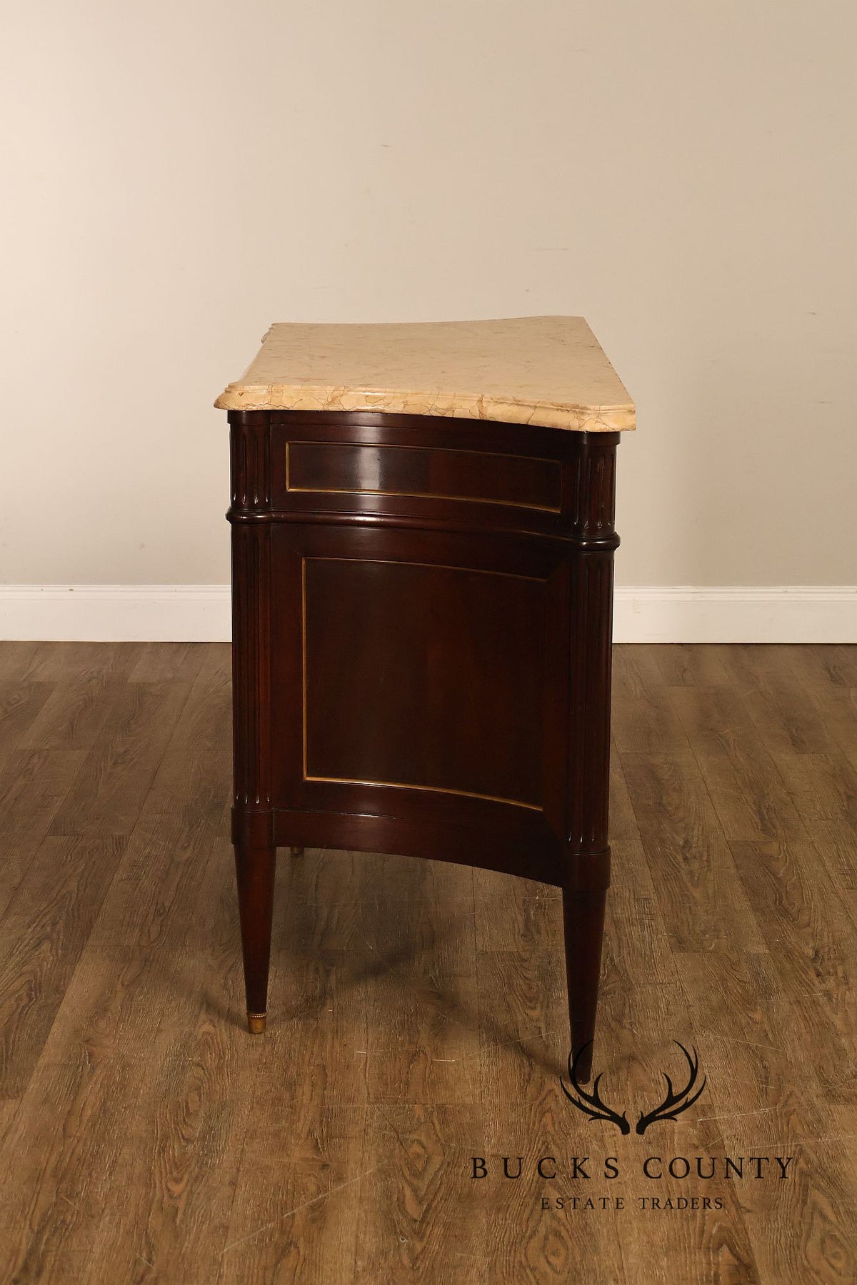 Louis XVI Style Fitted Marble Top Three-Drawer Commode
