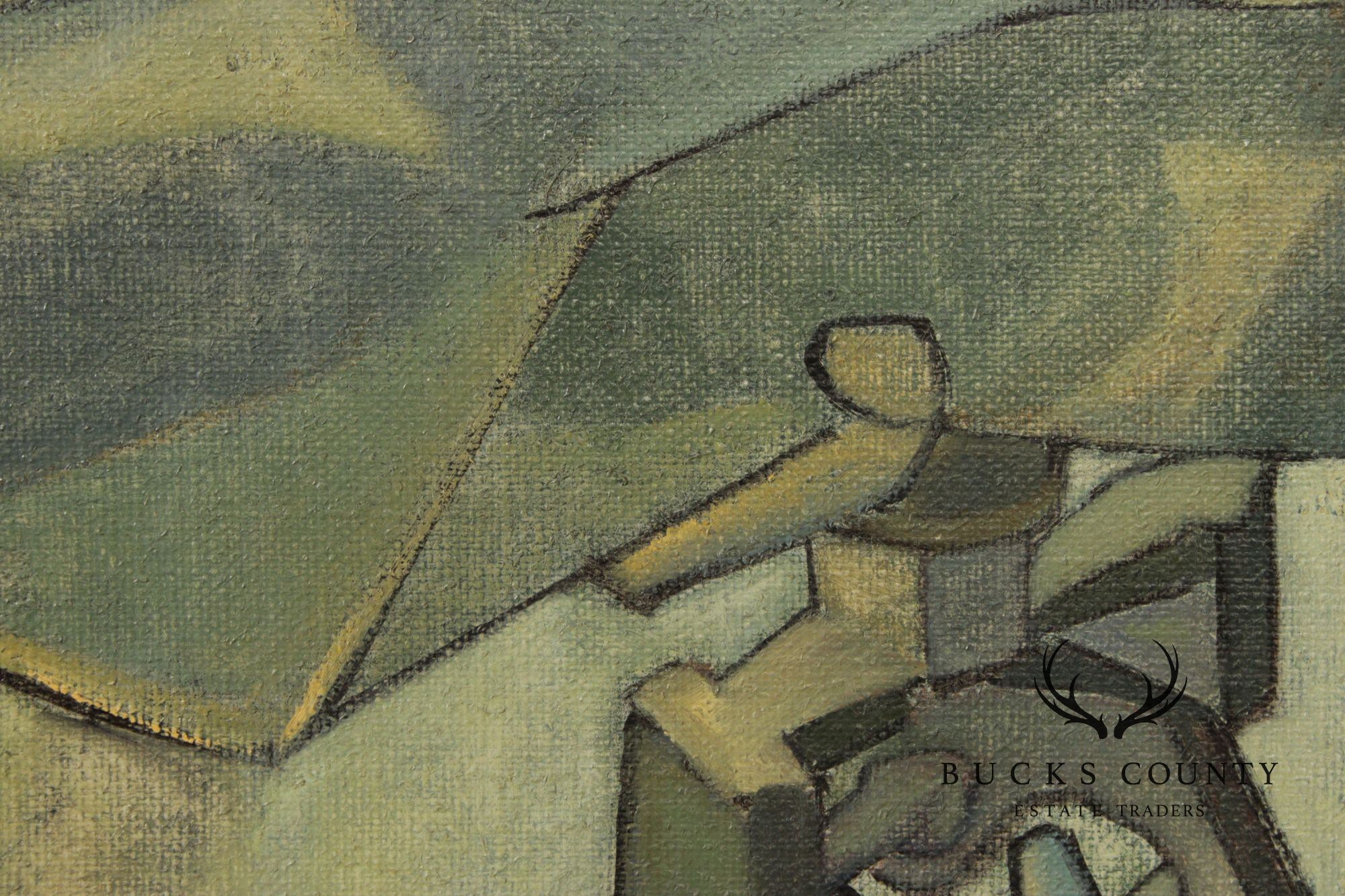 Davetta Greenberg Cubist Style Oil Painting, Scales