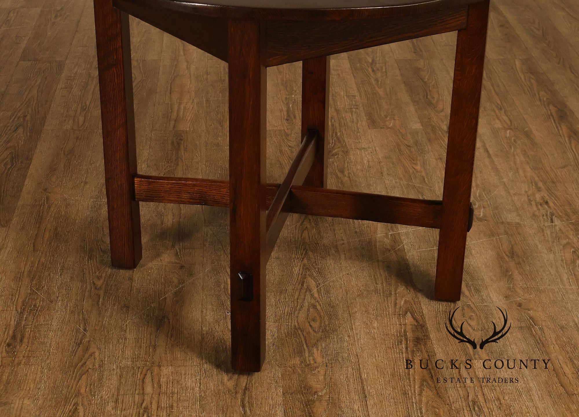 National Furniture Company Antique Mission Oak Round Lamp Table
