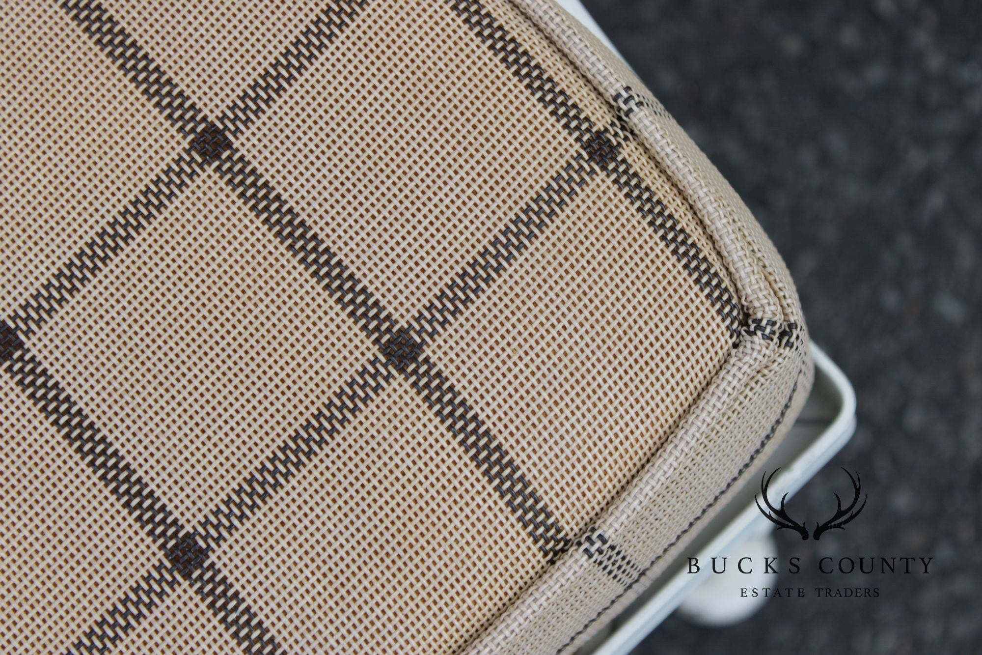 Lyon-Shaw Vintage Outdoor Patio Sofa With Scroll Iron Frame And Cushions