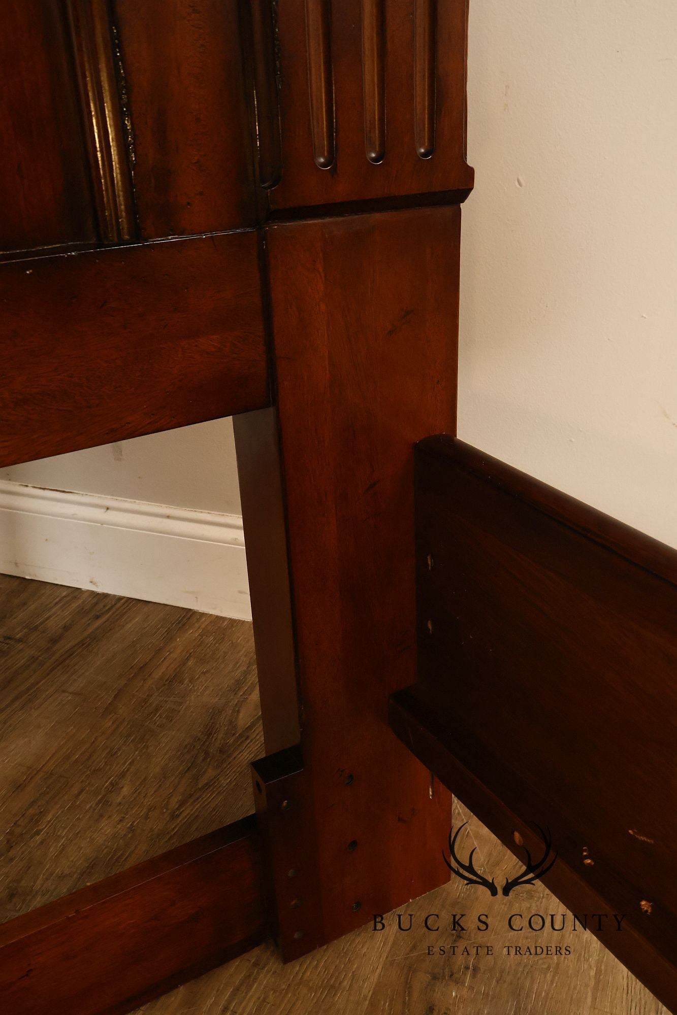 Baroque Style King Size Mahogany High Back Carved Bed Frame