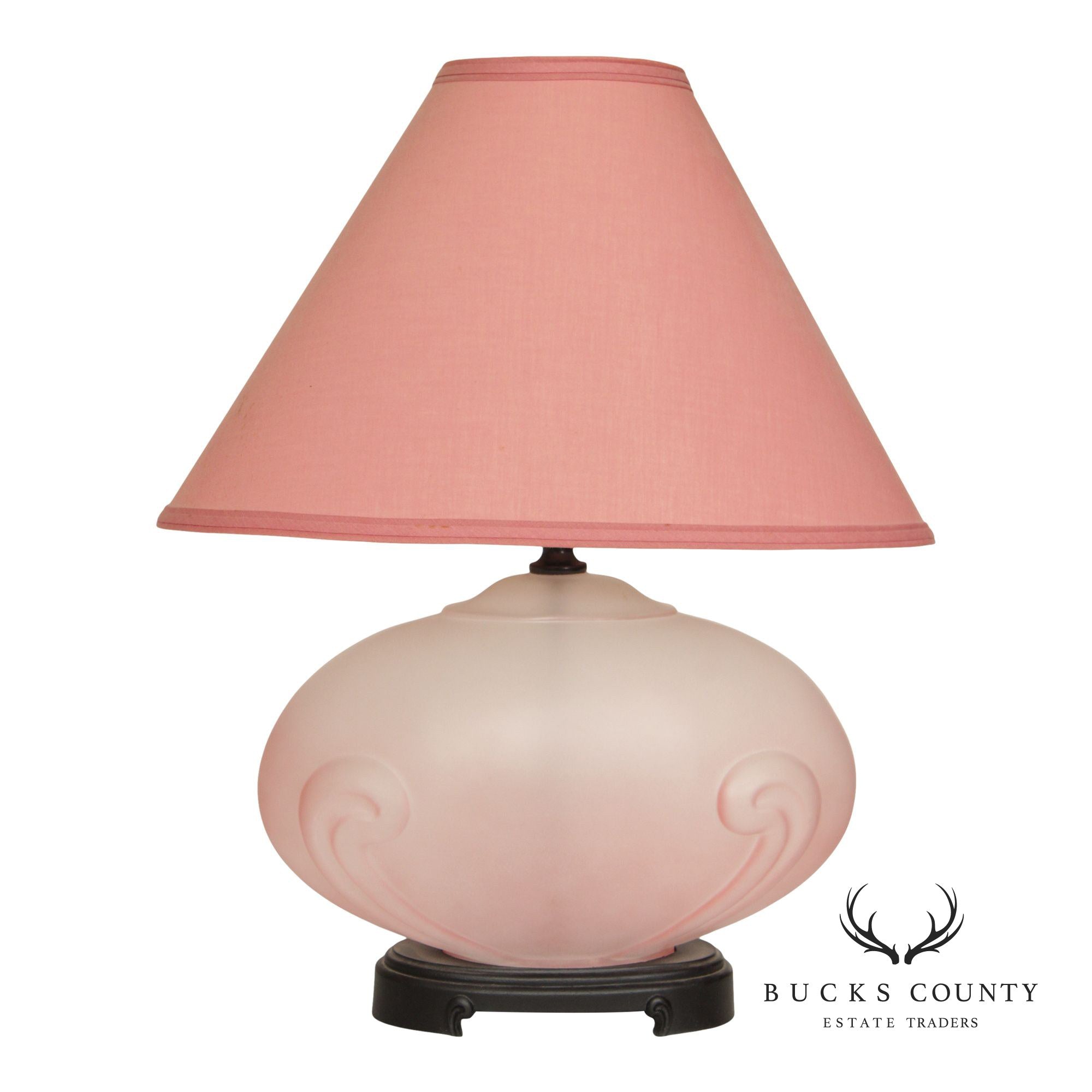 Hollywood Regency Pink Glass Table Lamp