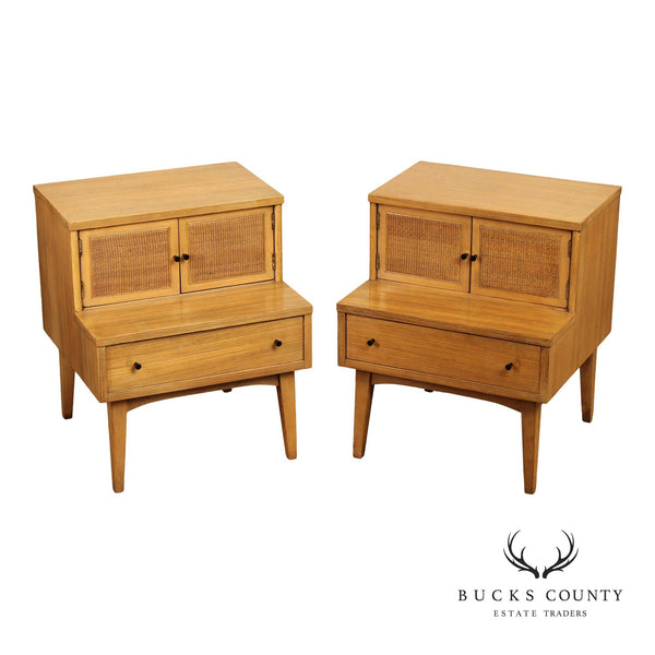 American of Martinsville Mid Century Modern Pair of Walnut Nightstands