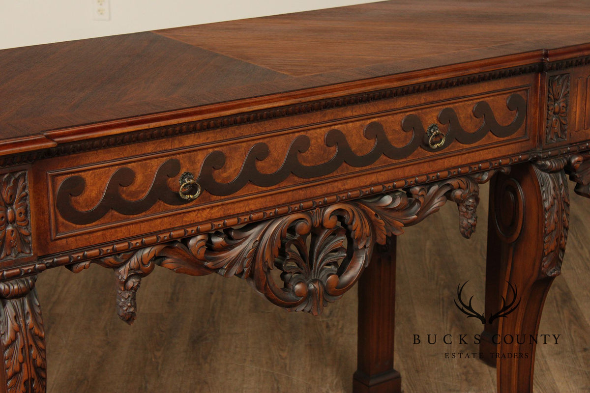 Traditional Georgian Style Carved Walnut Console Table